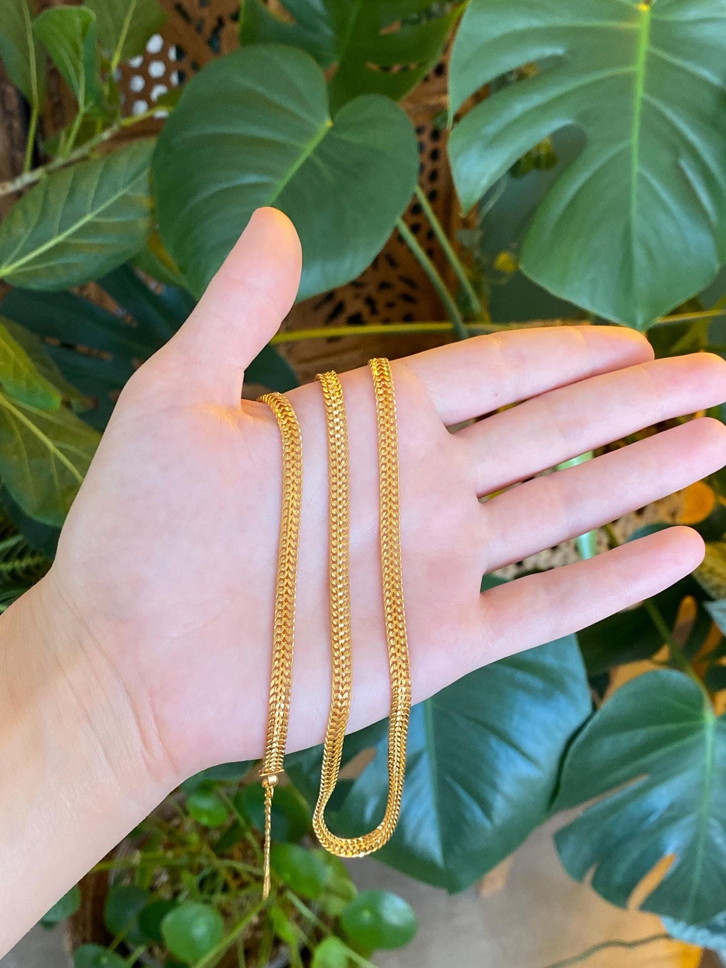 Vintage Solid 22k Yellow Gold Woven Chain Necklace - 28.75 inches