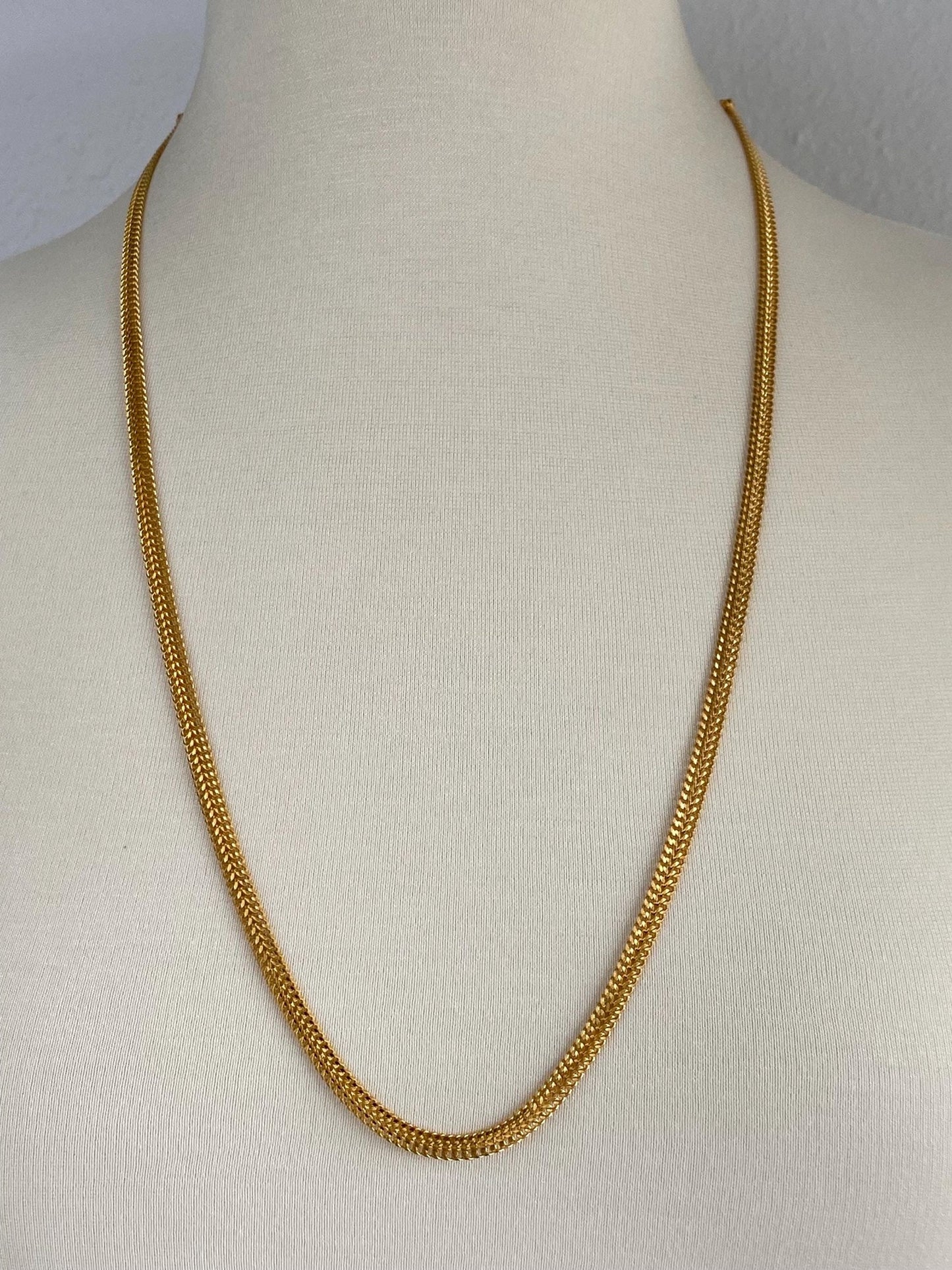 Vintage Solid 22k Yellow Gold Woven Chain Necklace - 28.75 inches