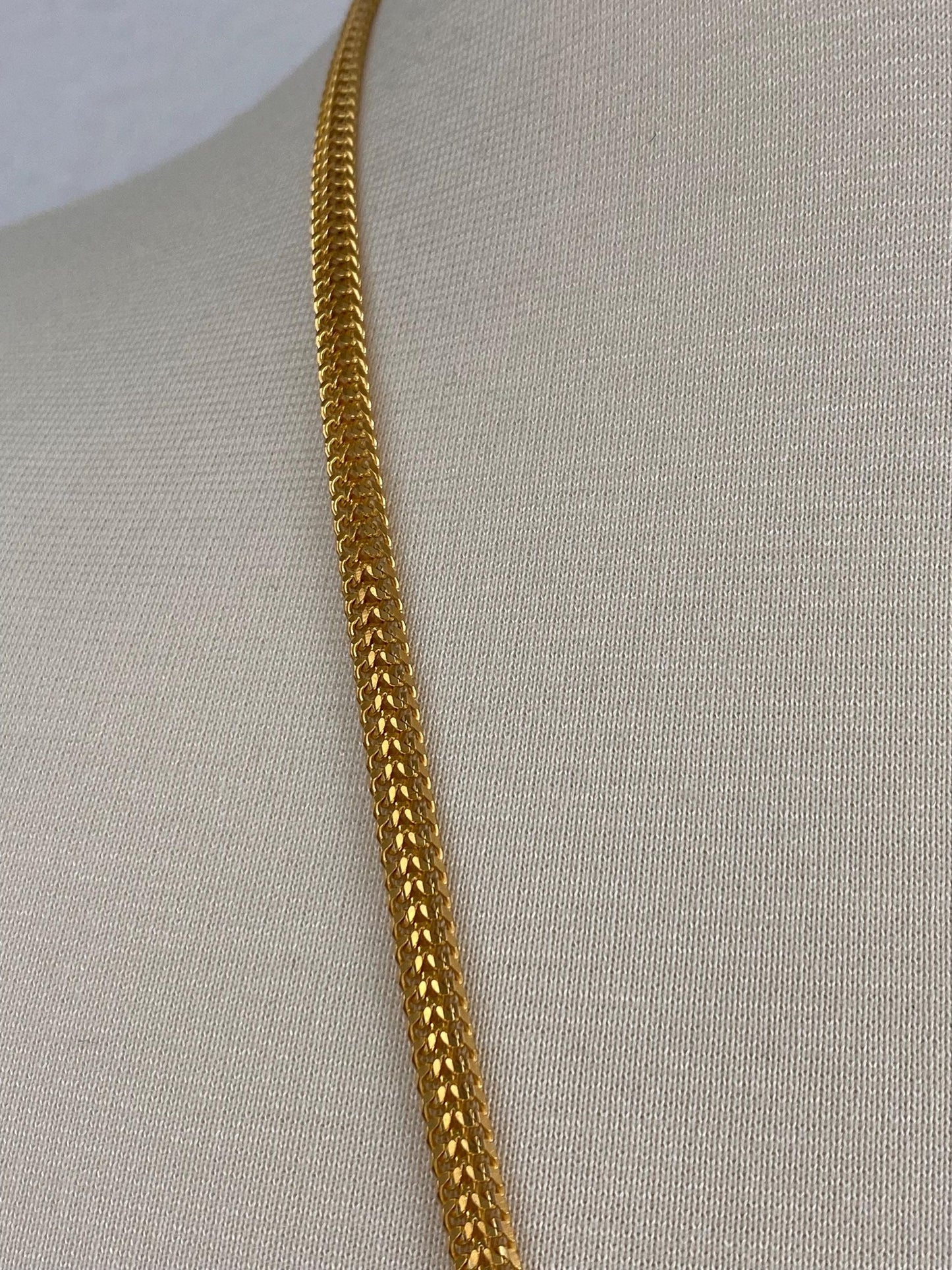 Vintage Solid 22k Yellow Gold Woven Chain Necklace - 28.75 inches