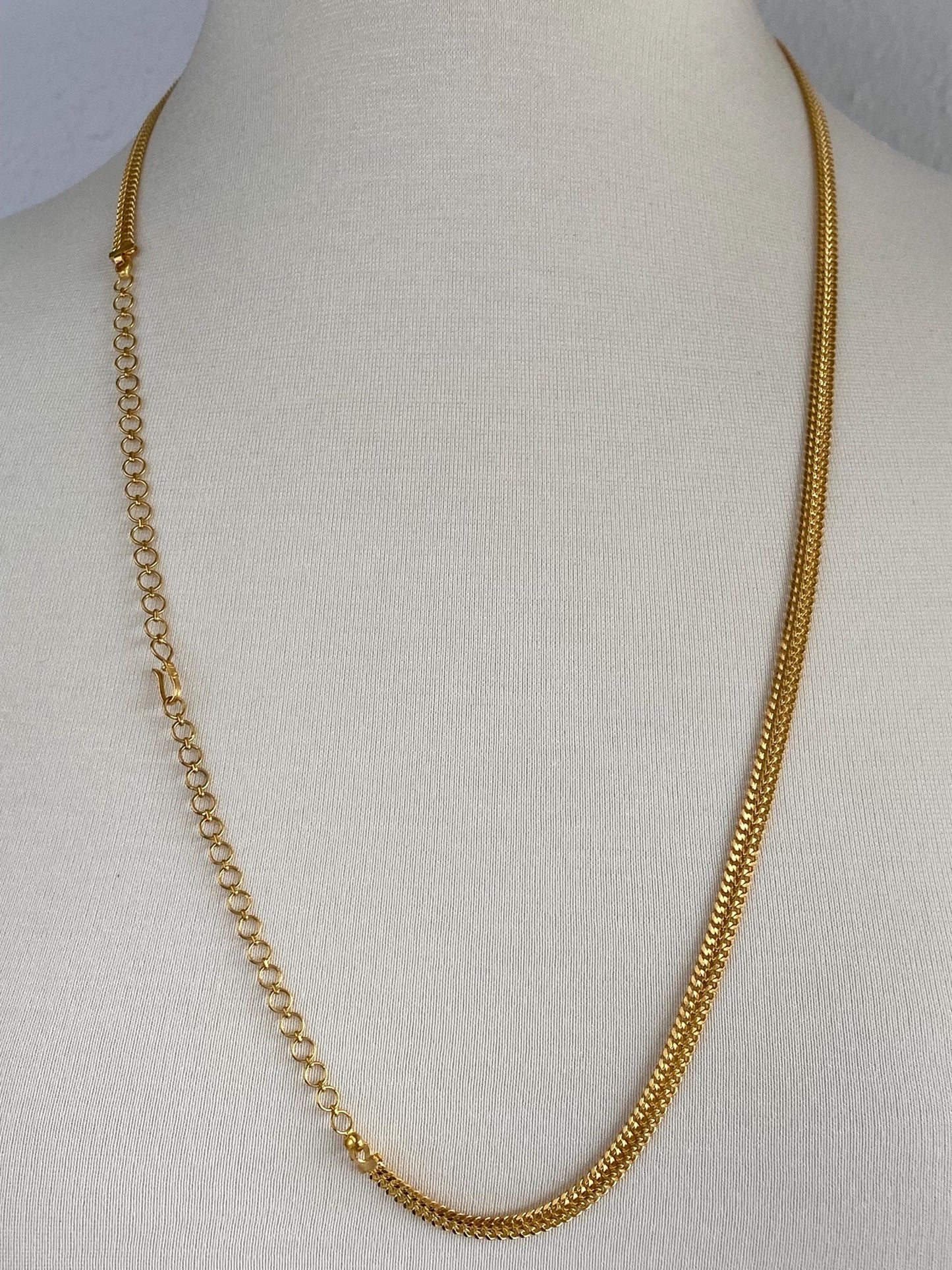 Vintage Solid 22k Yellow Gold Woven Chain Necklace - 28.75 inches