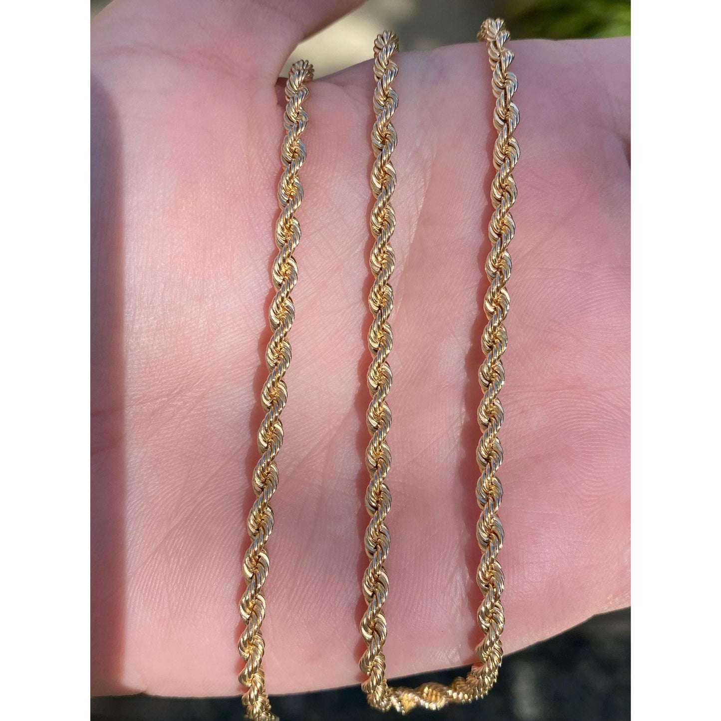 Vintage Solid 14k Yellow Gold Rope Chain Necklace - 18 inches