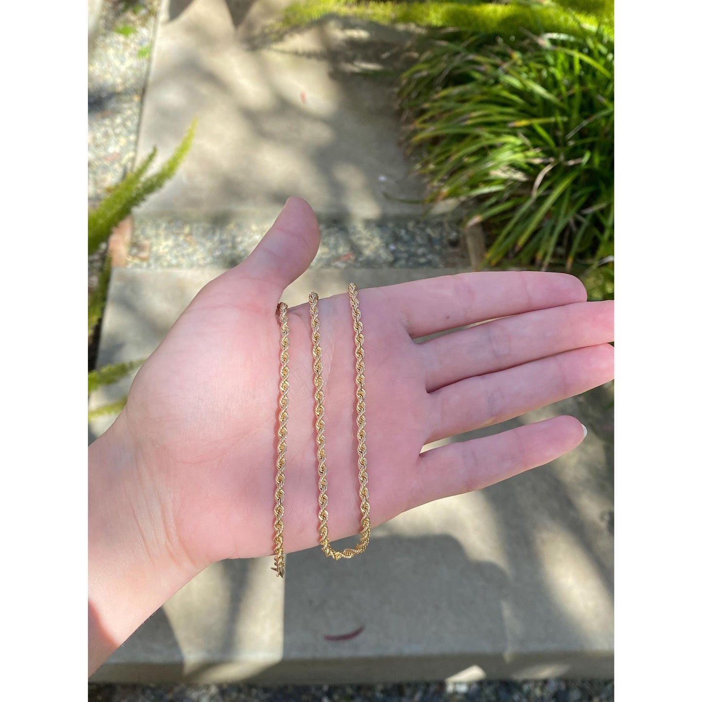 Vintage Solid 14k Yellow Gold Rope Chain Necklace - 18 inches