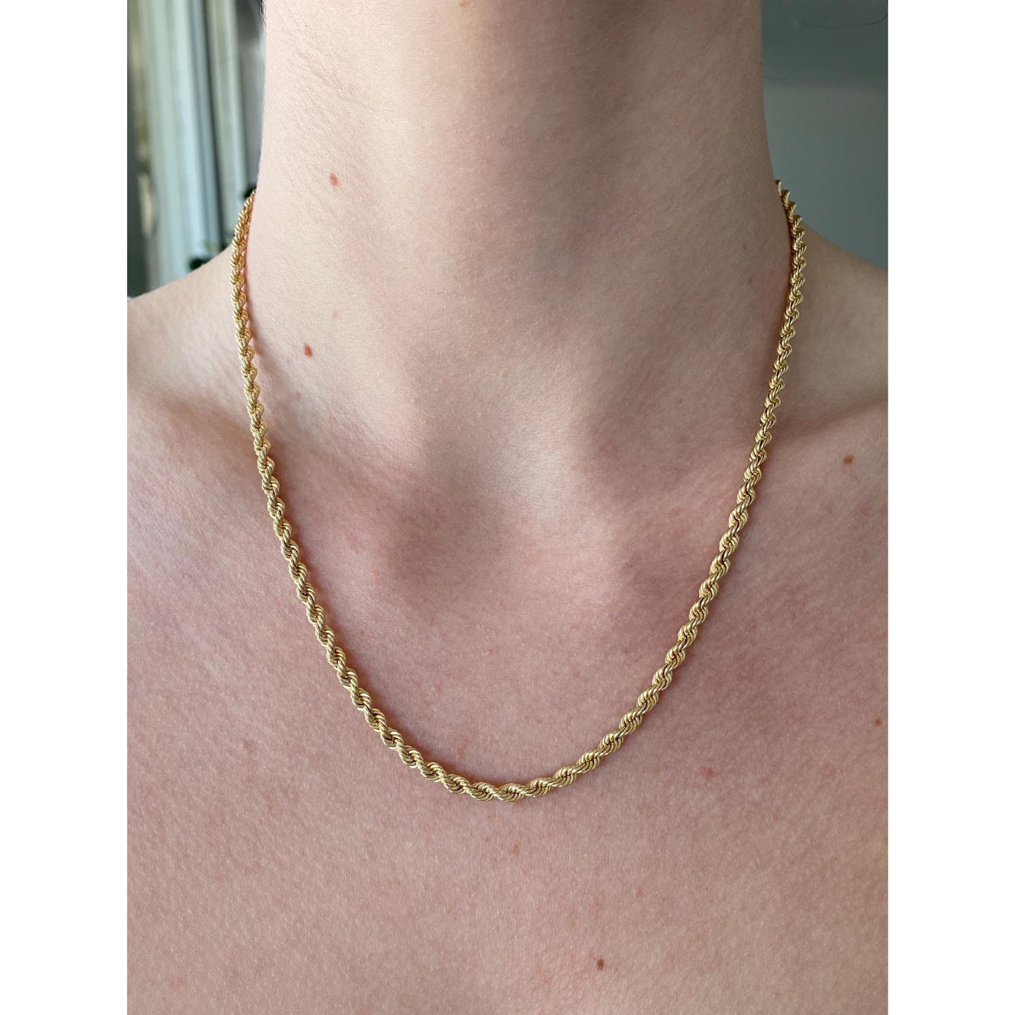 Vintage Solid 14k Yellow Gold Rope Chain Necklace - 18 inches