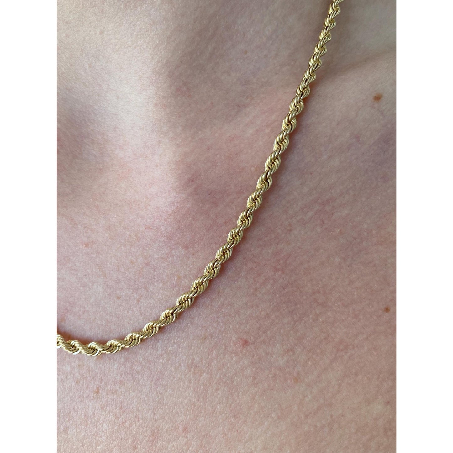 Vintage Solid 14k Yellow Gold Rope Chain Necklace - 18 inches