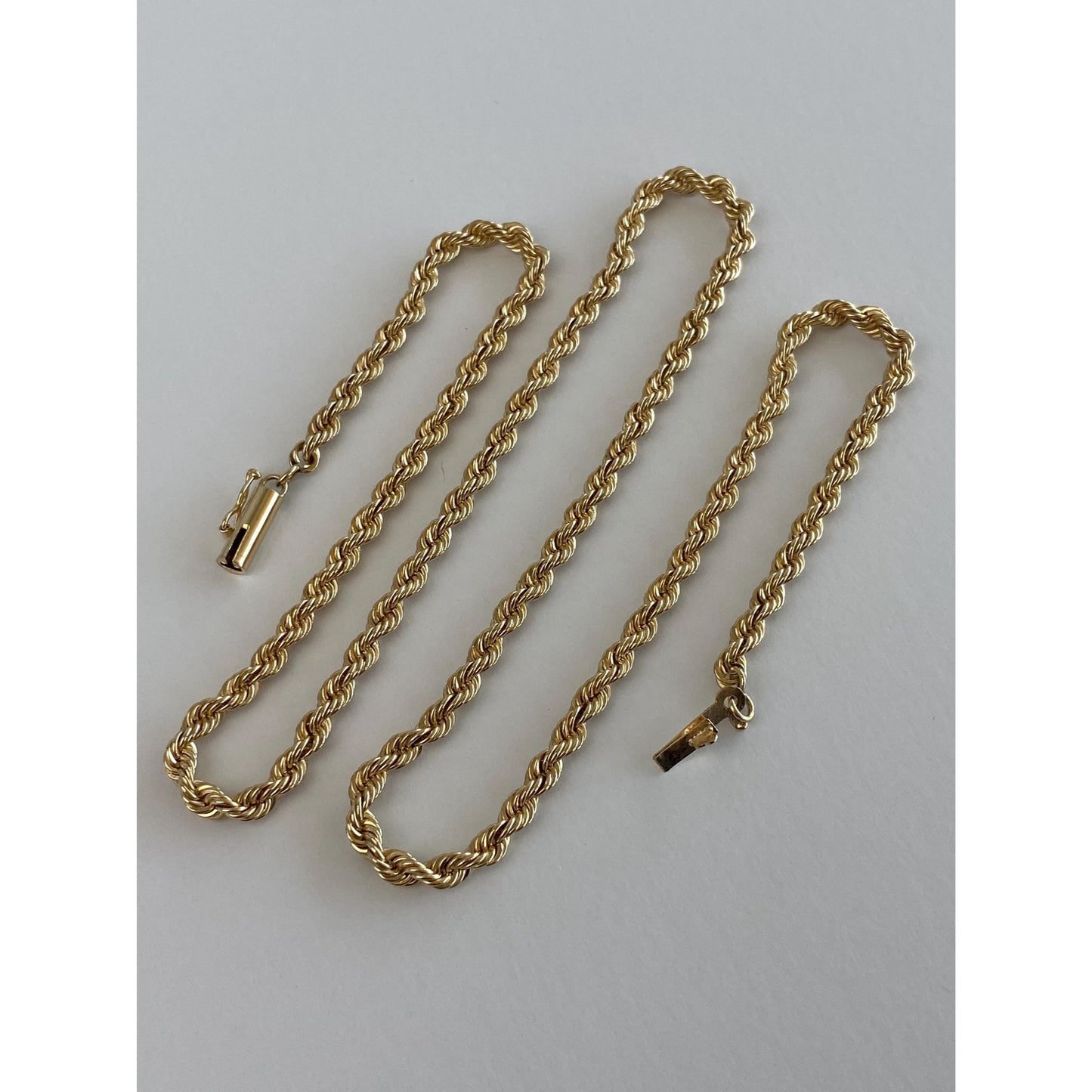 Vintage Solid 14k Yellow Gold Rope Chain Necklace - 18 inches