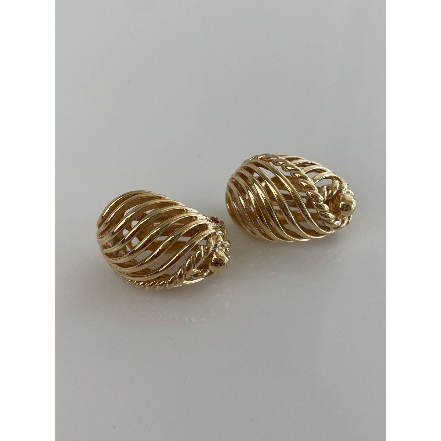 Vintage Solid 14k Yellow Gold Open Work Drop Earrings