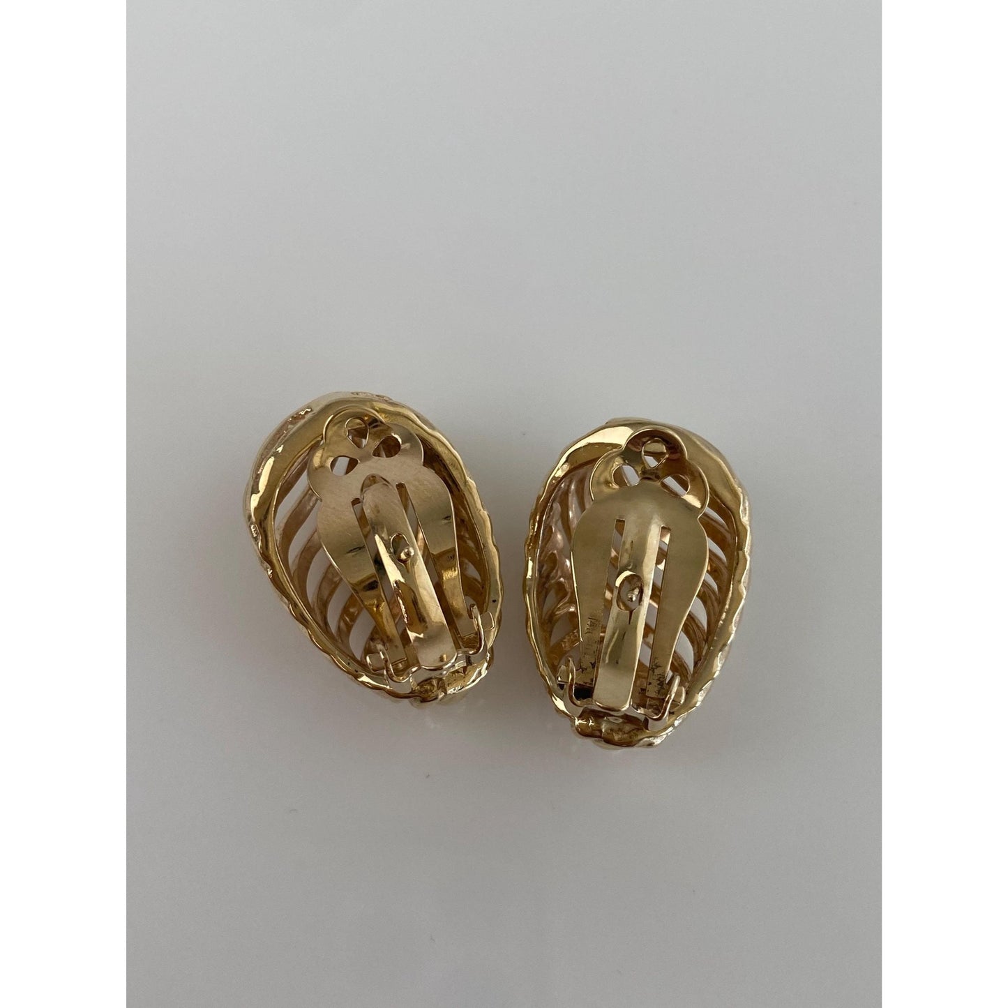 Vintage Solid 14k Yellow Gold Open Work Drop Earrings