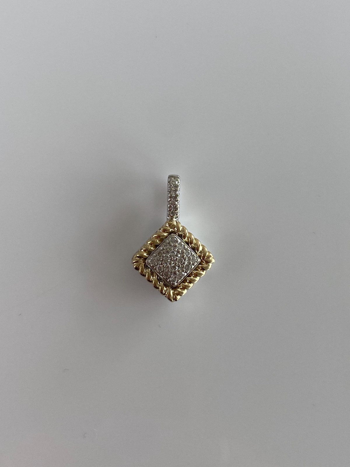 Vintage Solid 14k White & Yellow Gold Diamonds Charm