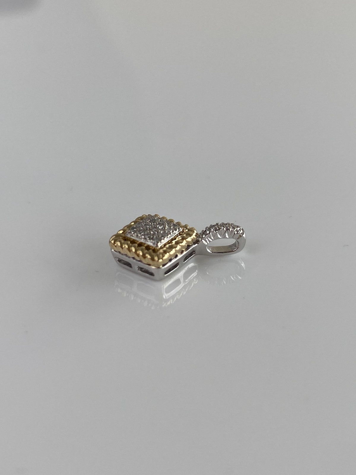 Vintage Solid 14k White & Yellow Gold Diamonds Charm