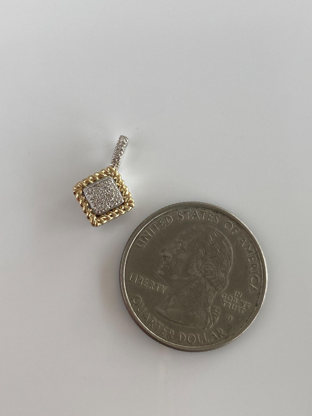 Vintage Solid 14k White & Yellow Gold Diamonds Charm
