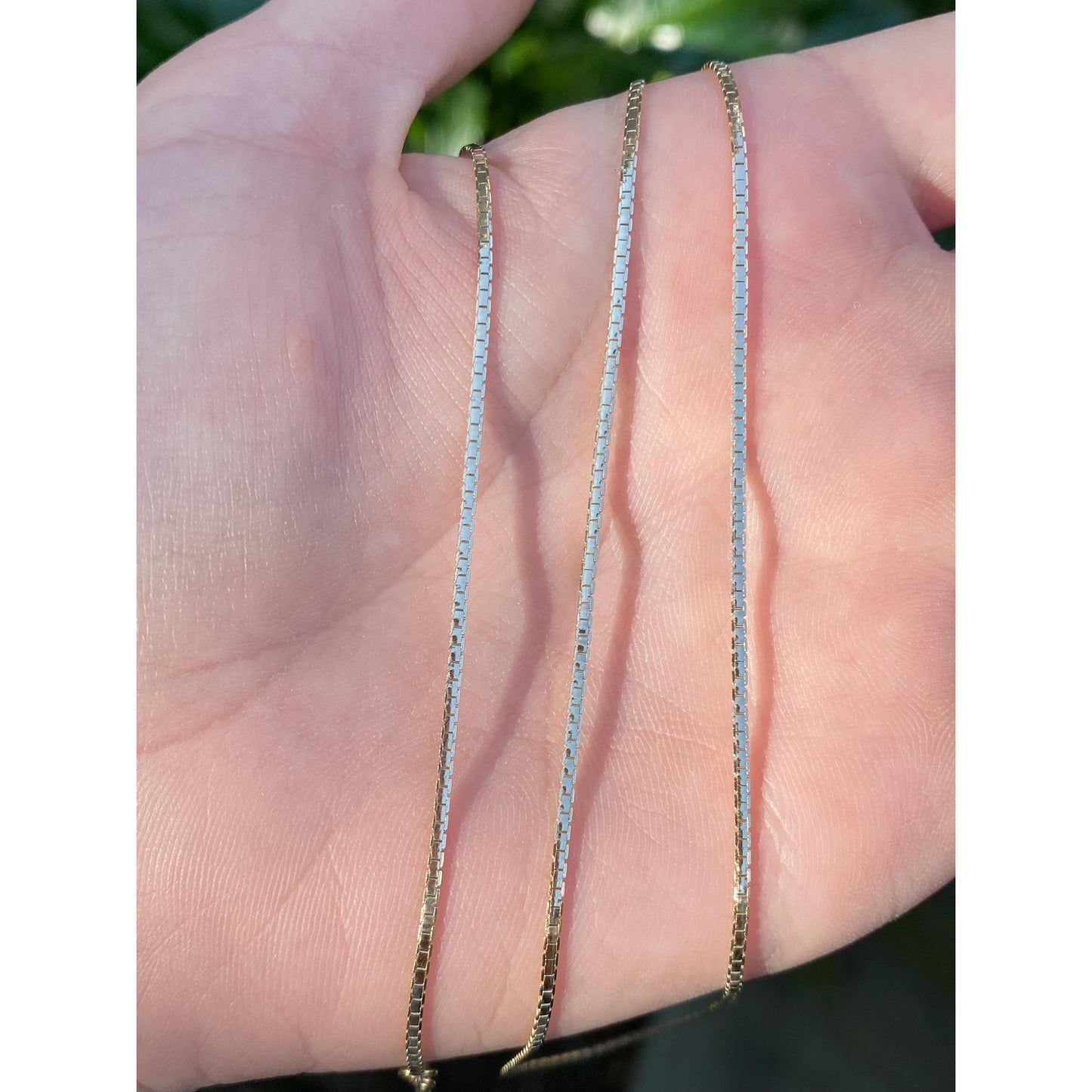 Vintage Solid 14k Yellow Gold Flat Box Chain Necklace - 20.25 inches