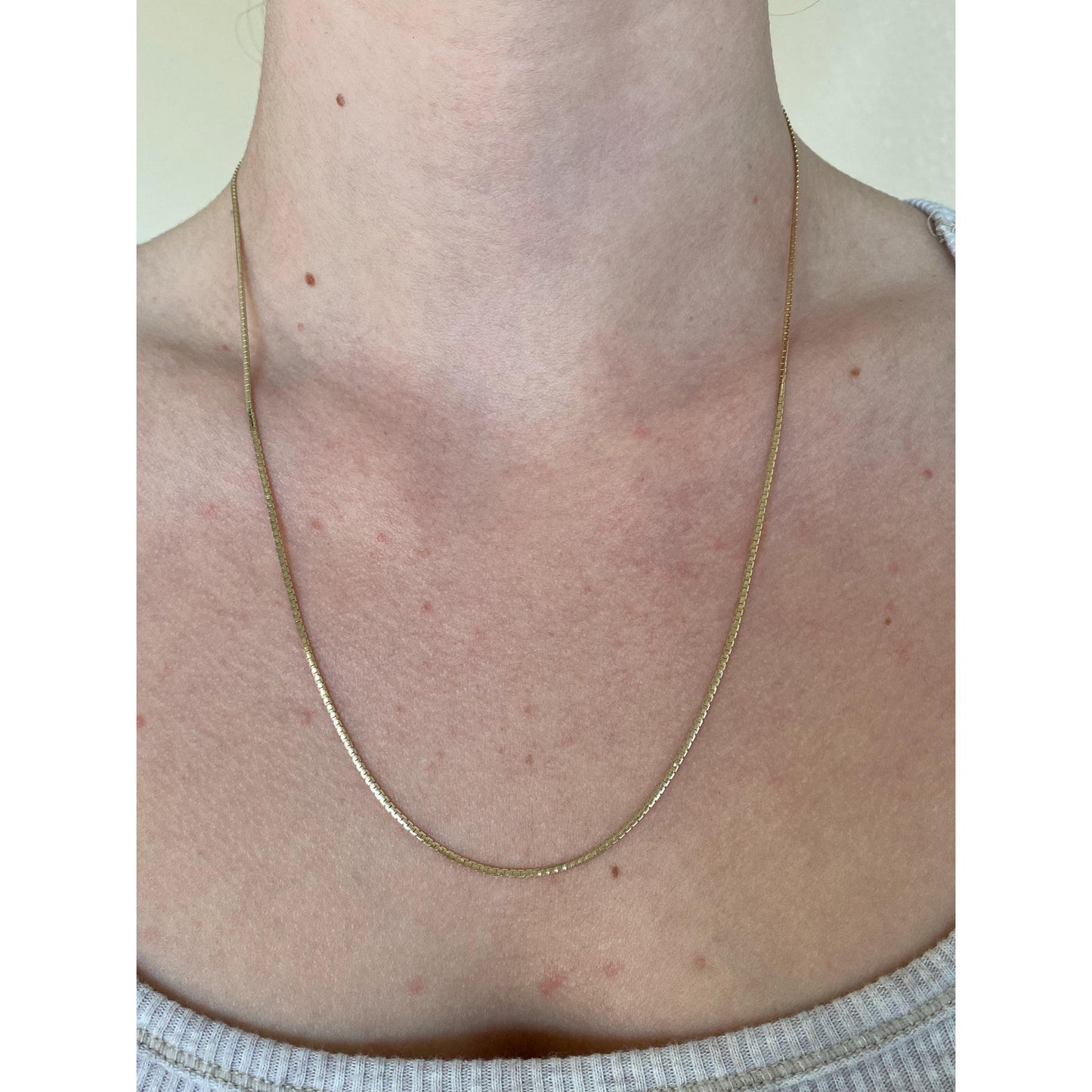 Vintage Solid 14k Yellow Gold Flat Box Chain Necklace - 20.25 inches