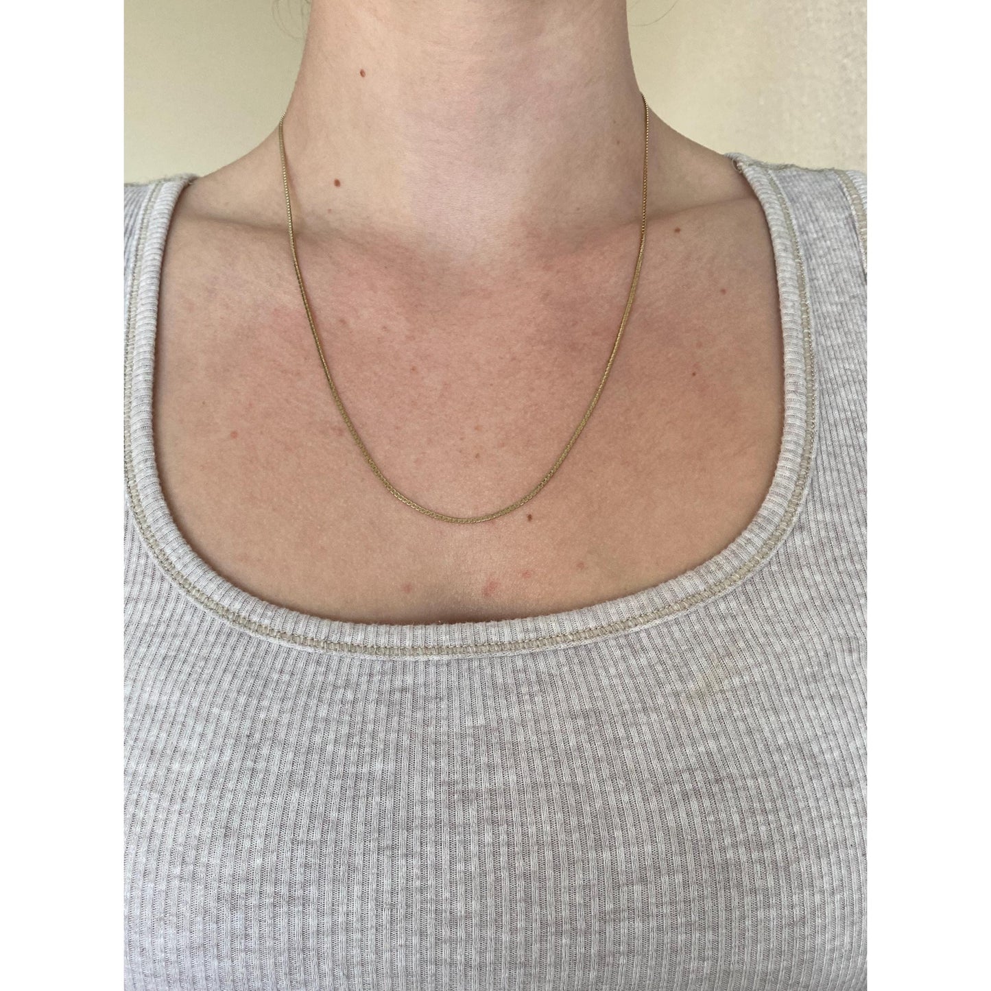 Vintage Solid 14k Yellow Gold Flat Box Chain Necklace - 20.25 inches