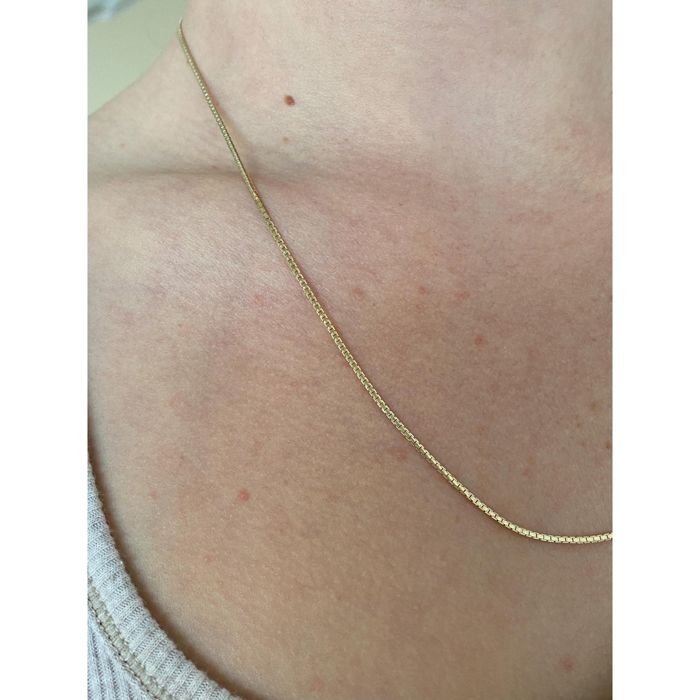 Vintage Solid 14k Yellow Gold Flat Box Chain Necklace - 20.25 inches