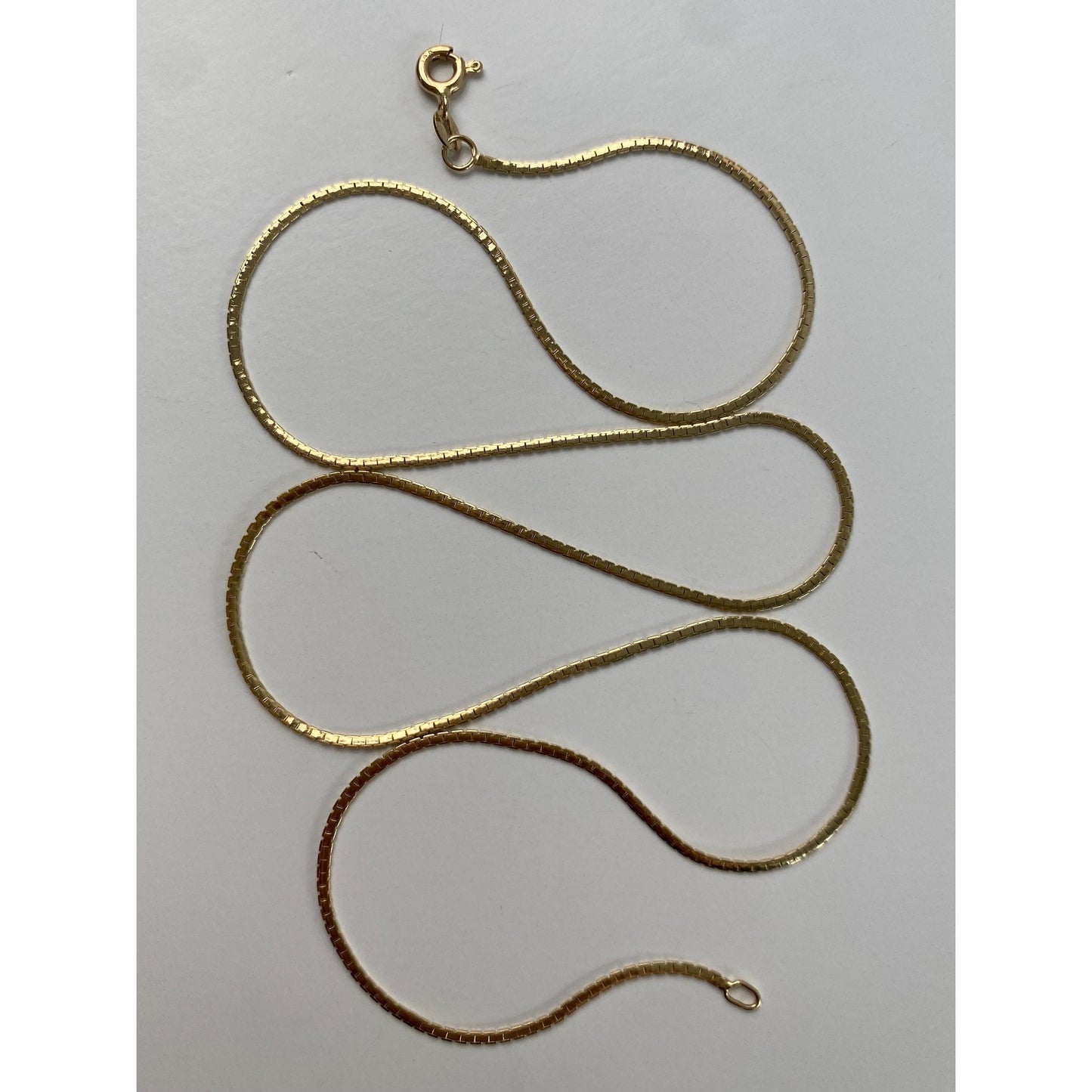 Vintage Solid 14k Yellow Gold Flat Box Chain Necklace - 20.25 inches