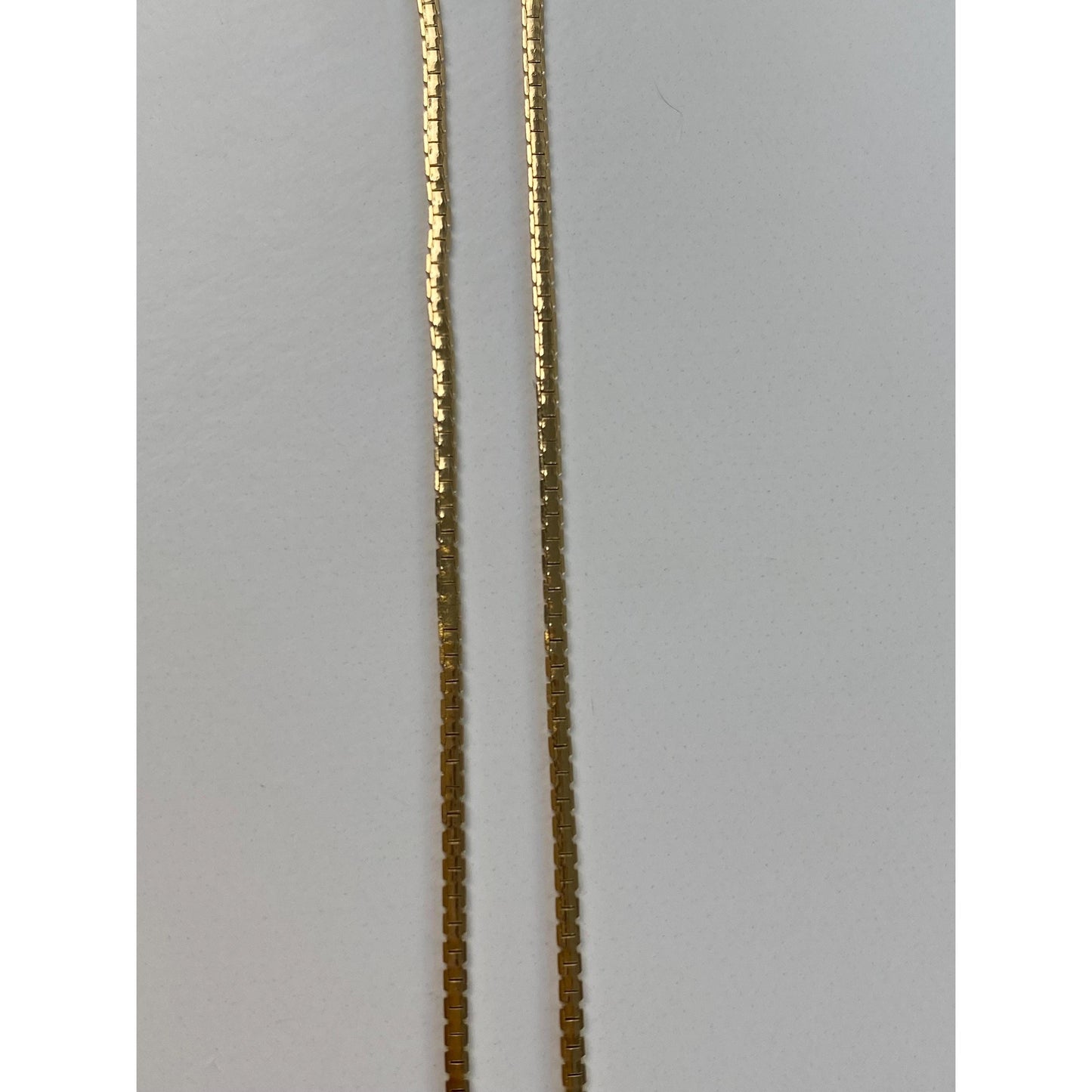 Vintage Solid 14k Yellow Gold Flat Box Chain Necklace - 20.25 inches