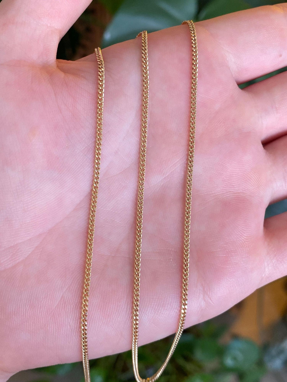 Vintage Solid 14k Yellow Gold Curb Chain Necklace - 24 inches