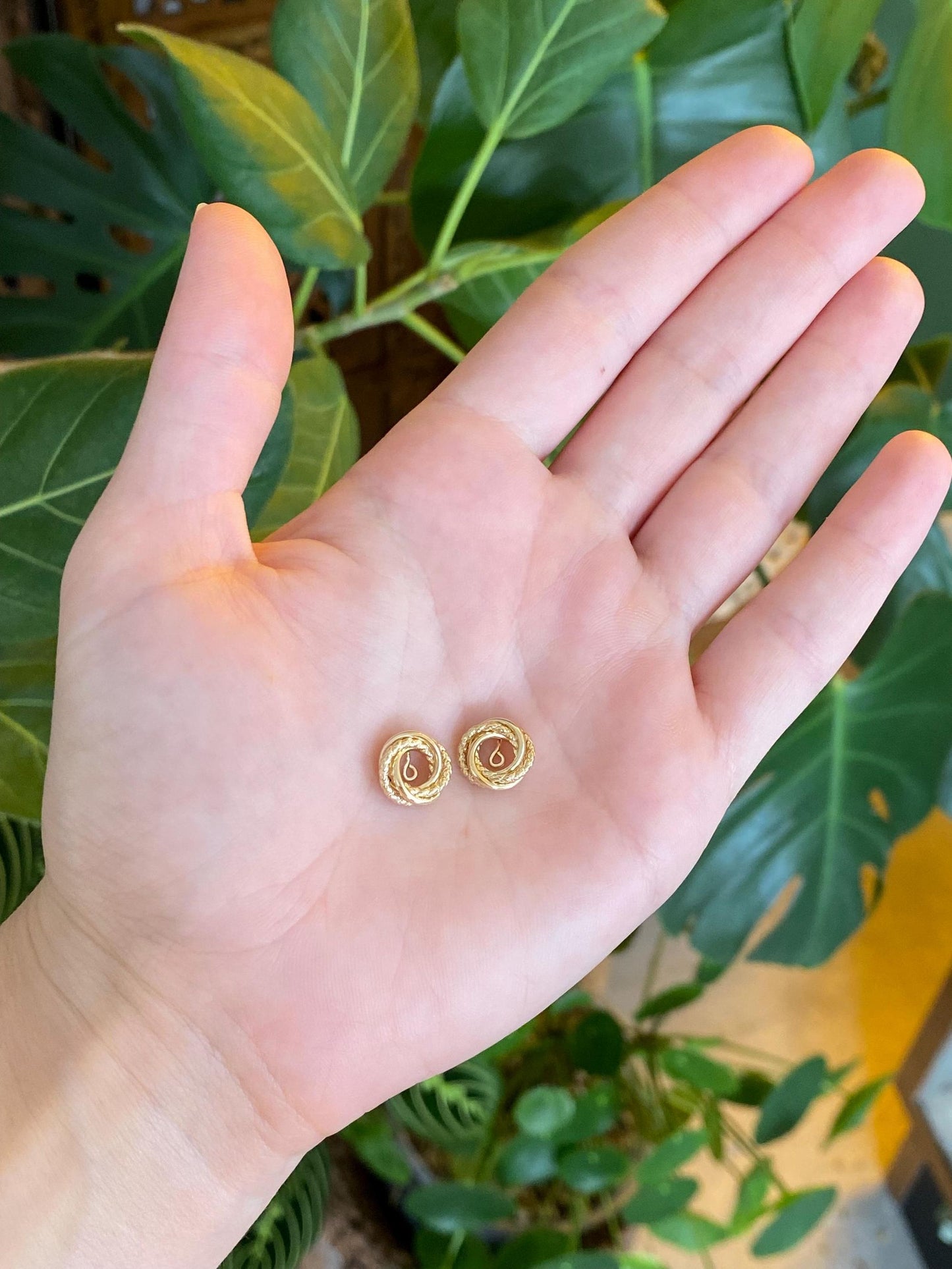 Vintage 14k Yellow Gold Layered Knot Earring Jackets
