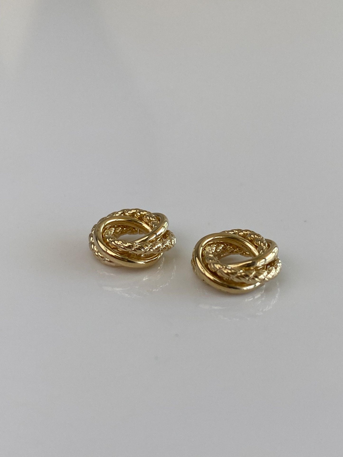 Vintage 14k Yellow Gold Layered Knot Earring Jackets