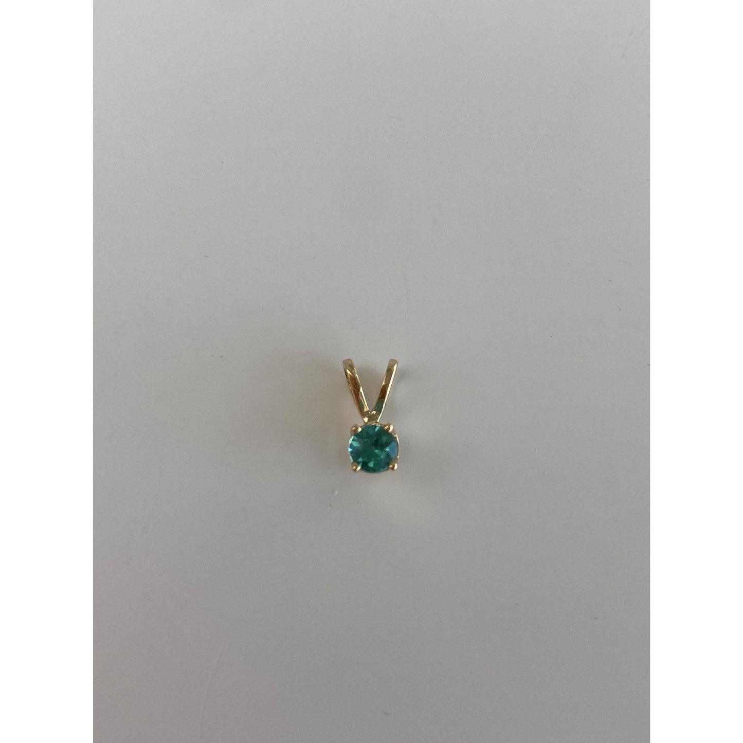 Vintage Solid 14k Yellow Gold Blue Cubic Zirconia Charm