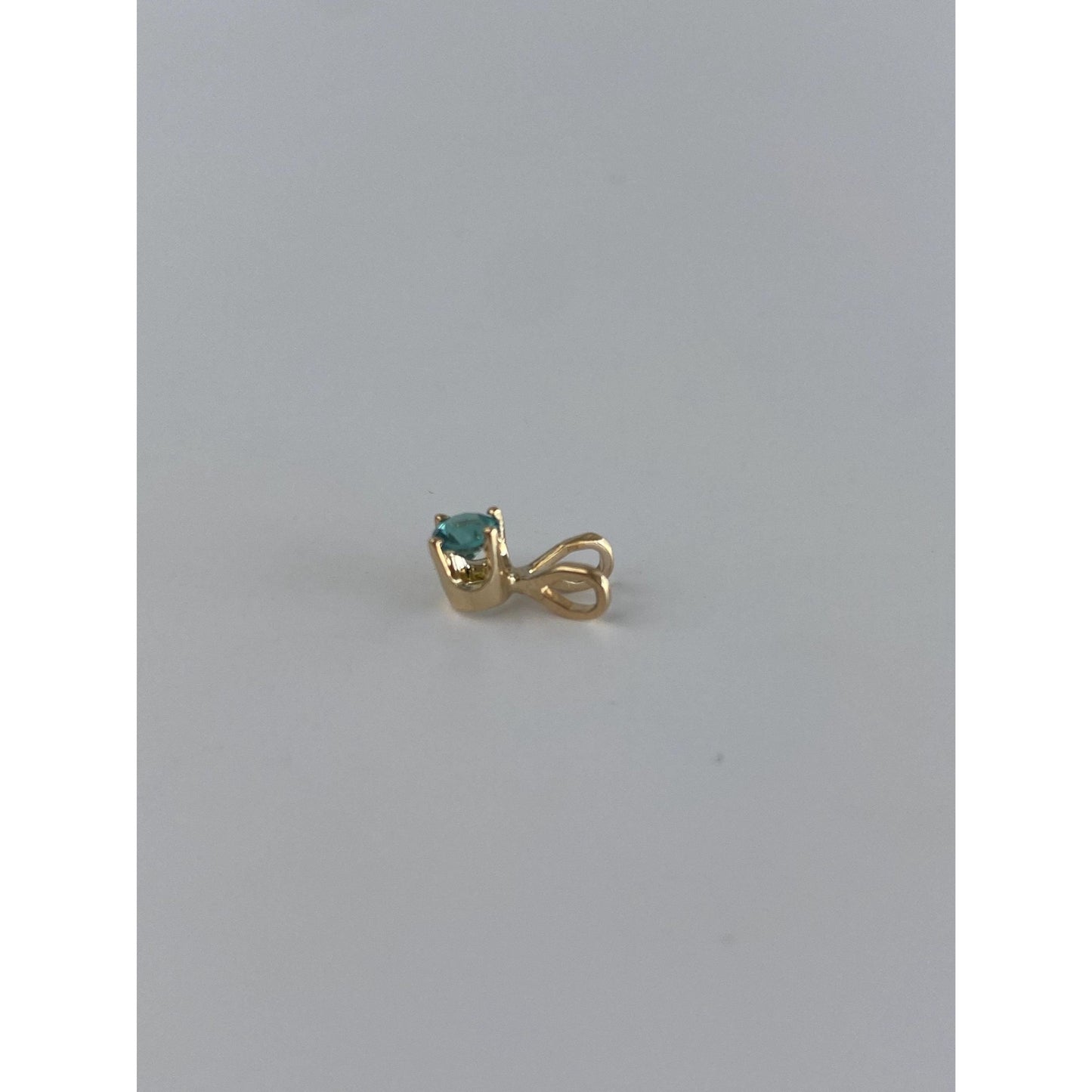 Vintage Solid 14k Yellow Gold Blue Cubic Zirconia Charm