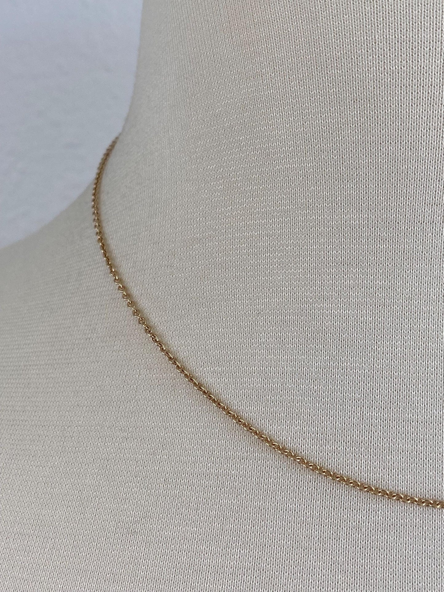 Vintage Solid 14k Yellow Gold Tight Rolo Chain Necklace - 17 inches