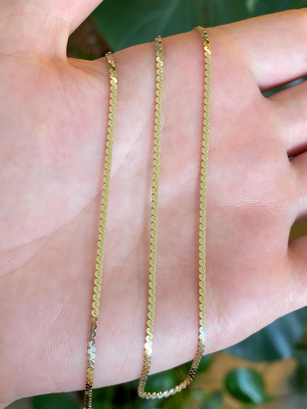 Vintage Solid 14k Yellow Gold Serpentine Chain Necklace - 18.5 inches