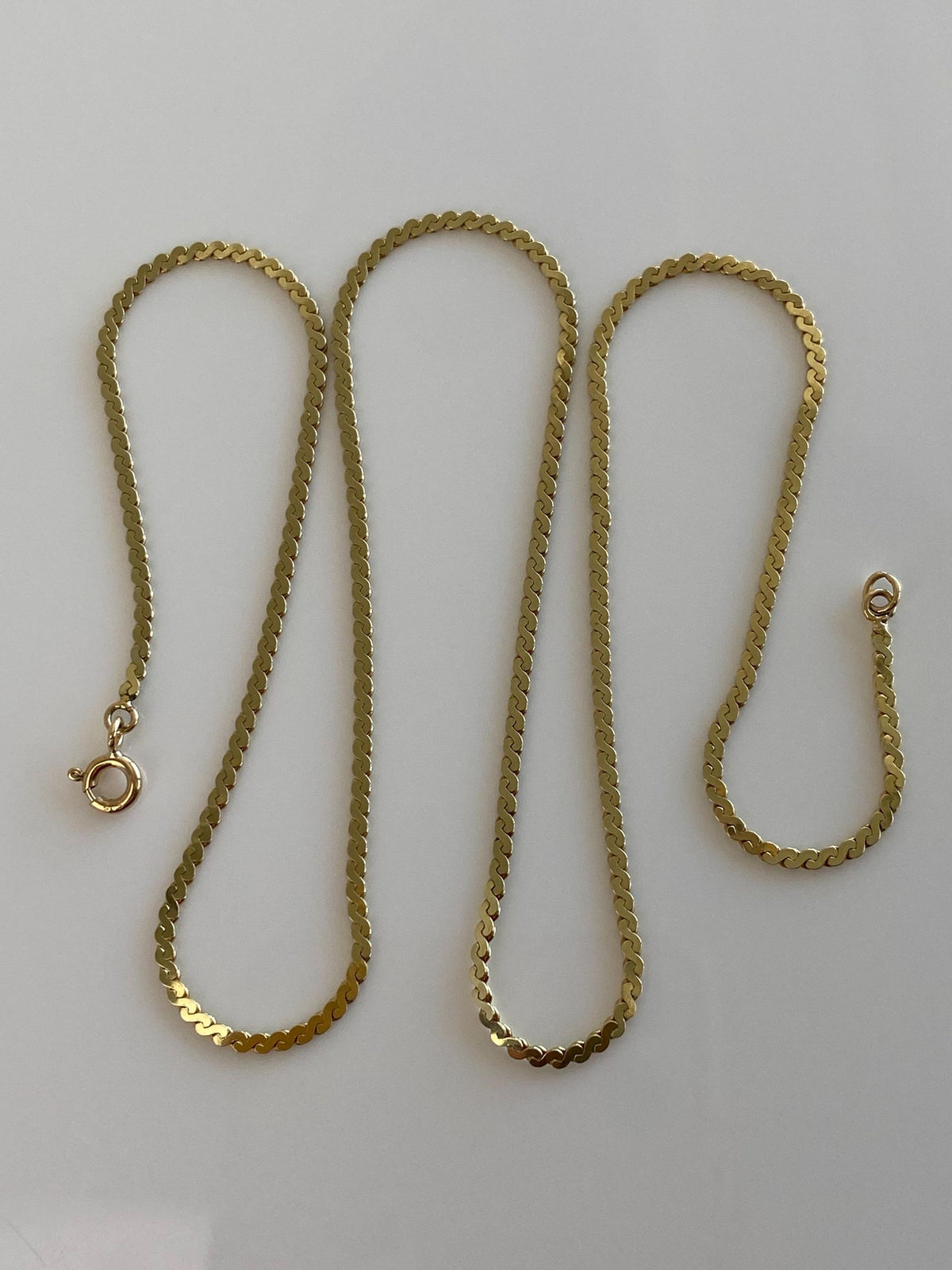 Vintage Solid 14k Yellow Gold Serpentine Chain Necklace - 18.5 inches