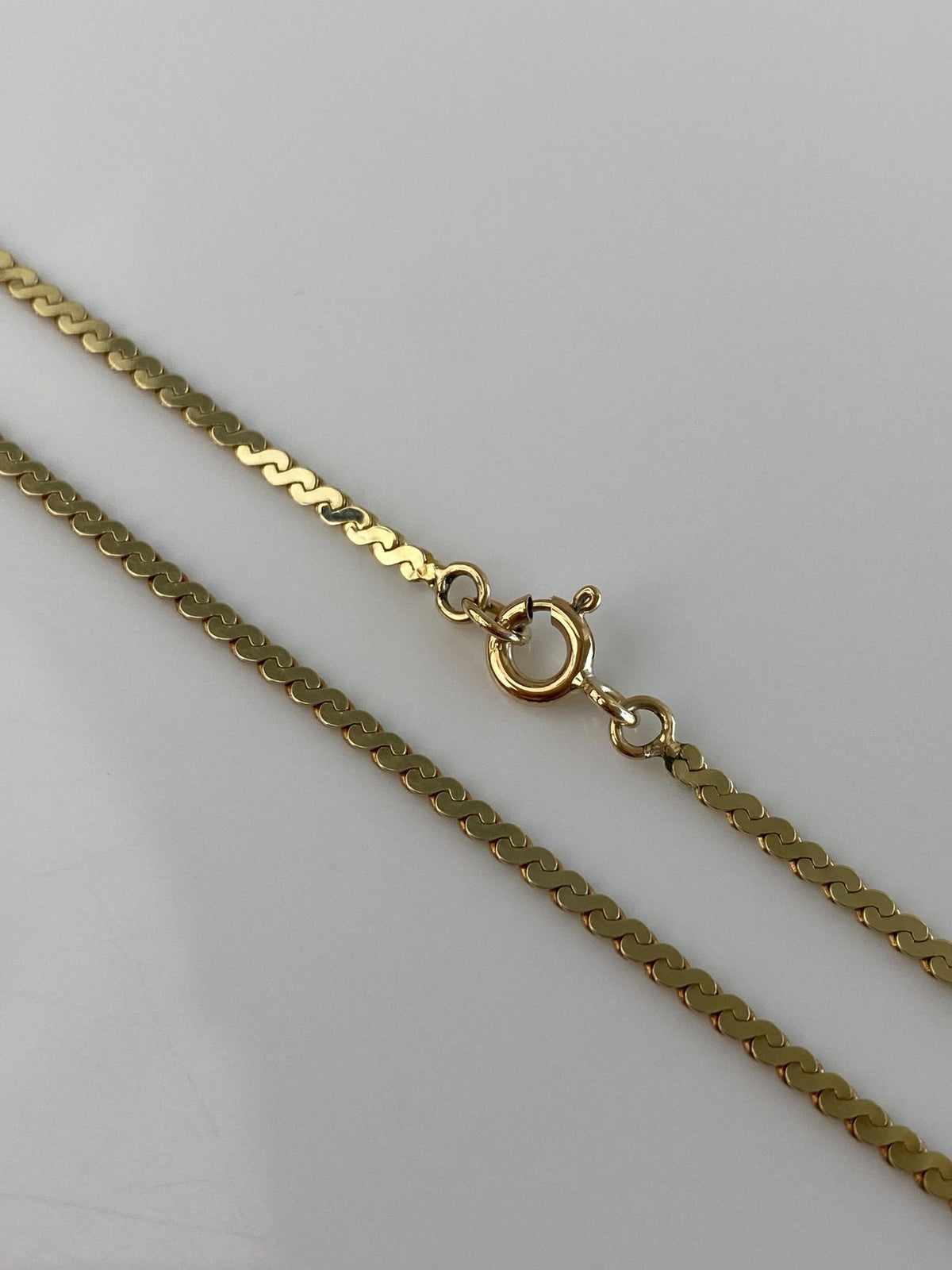 Vintage Solid 14k Yellow Gold Serpentine Chain Necklace - 18.5 inches
