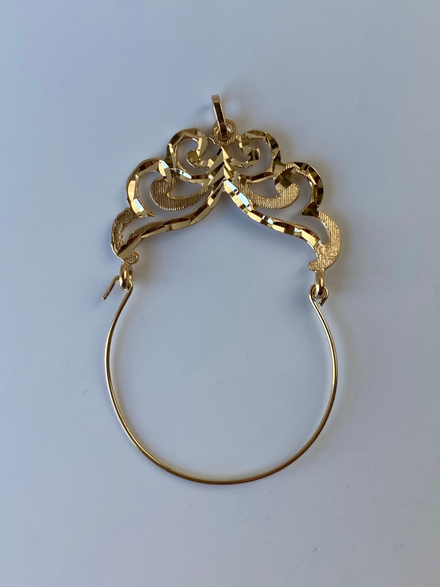 Vintage Solid 14k Yellow Gold Diamond Cut Charm Holder