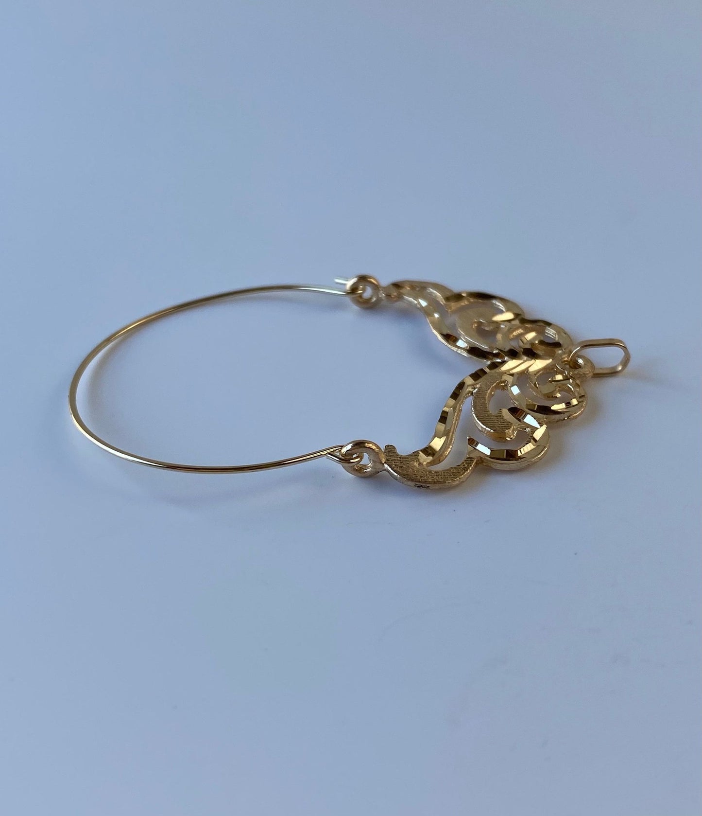 Vintage Solid 14k Yellow Gold Diamond Cut Charm Holder
