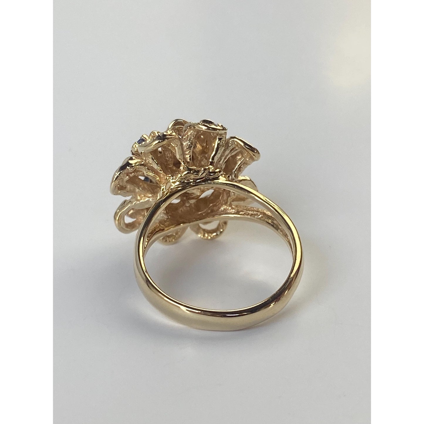 Vintage Solid 14k Yellow Gold Topaz Flower Ring - Size 6