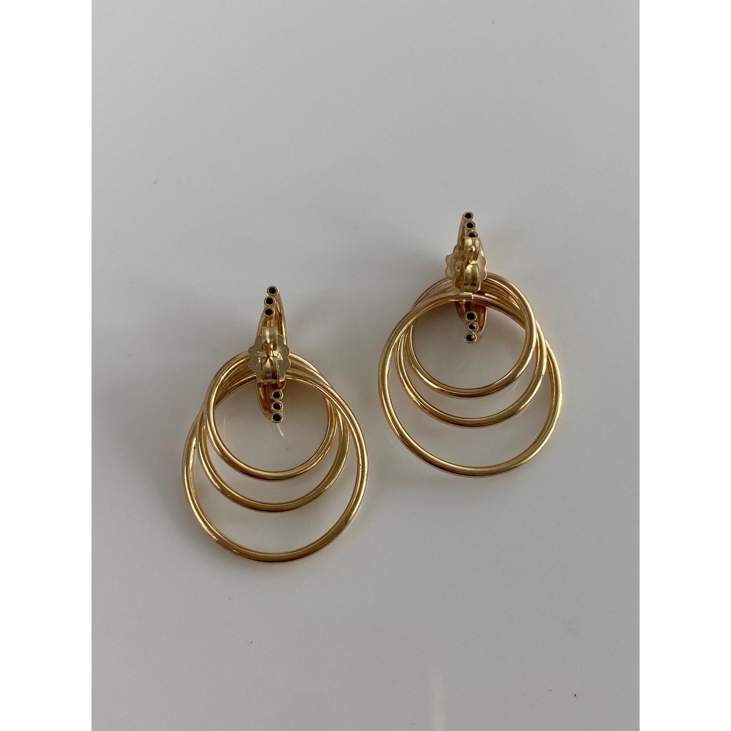 Vintage 14k Yellow Gold Diamond Cut Layered Stud Earrings