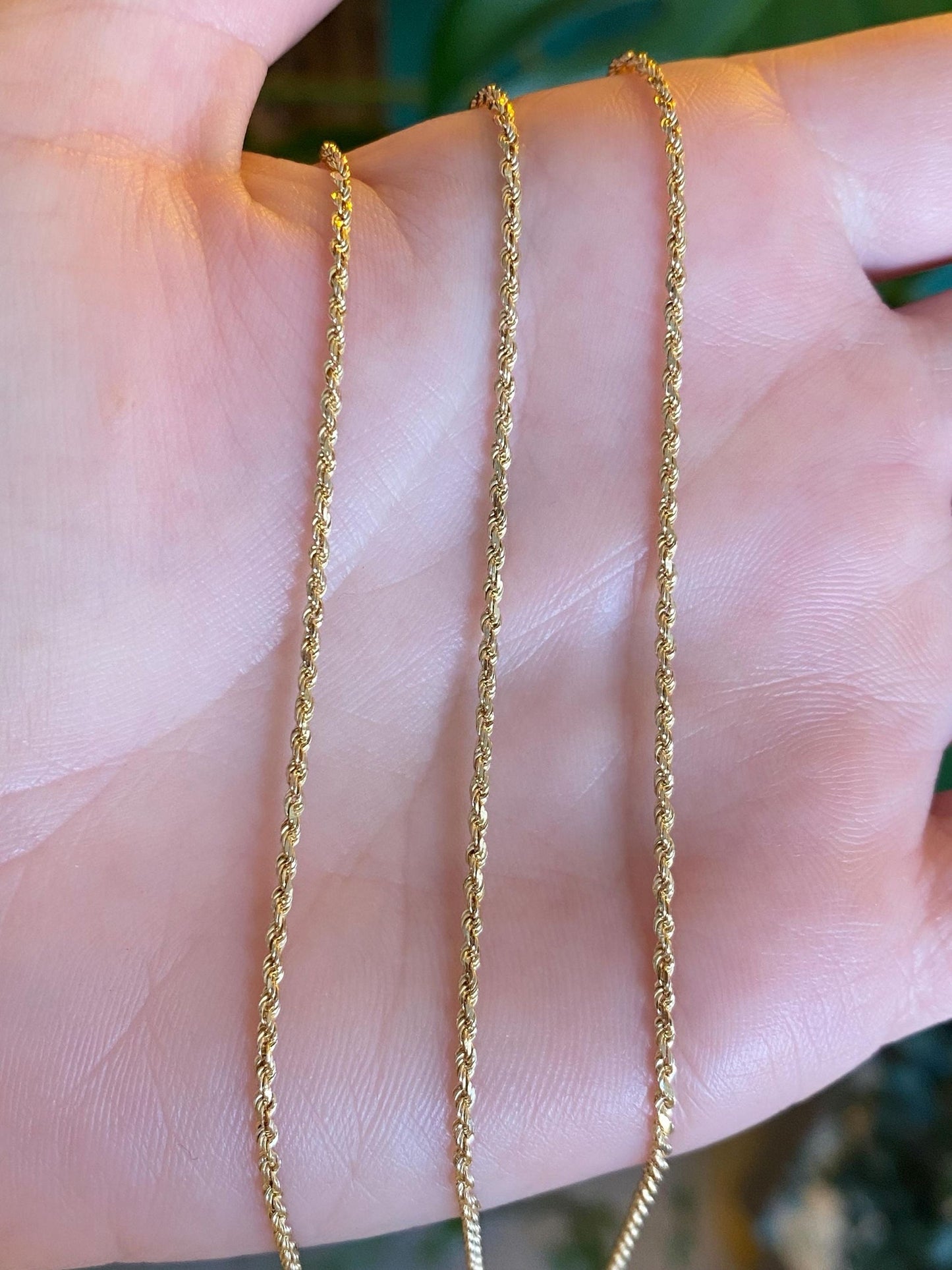 Vintage 14k Yellow Gold Slim Rope Chain Necklace - 24 inches