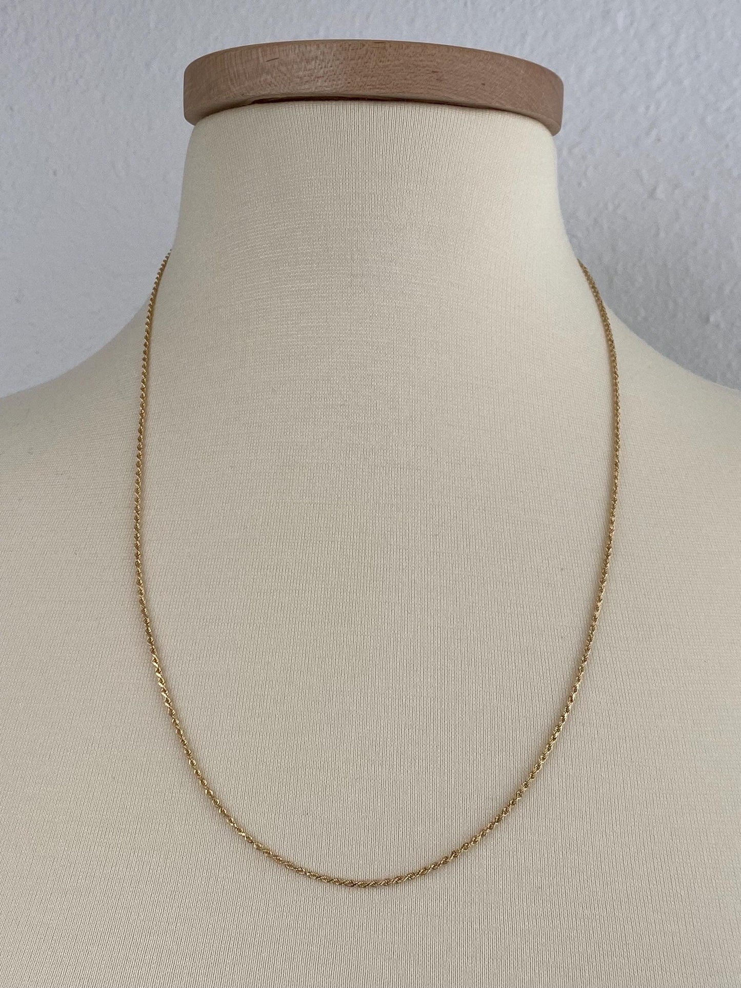 Vintage 14k Yellow Gold Slim Rope Chain Necklace - 24 inches