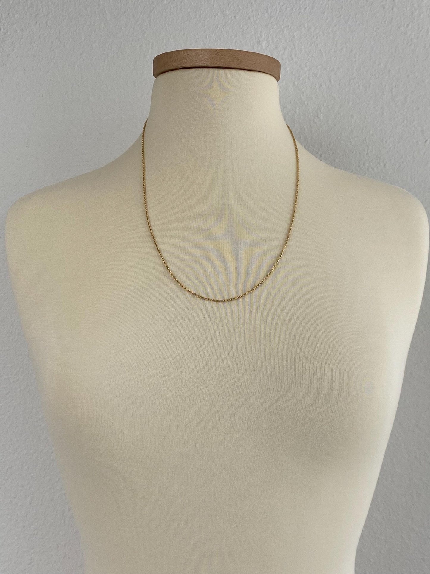 Vintage 14k Yellow Gold Slim Rope Chain Necklace - 24 inches