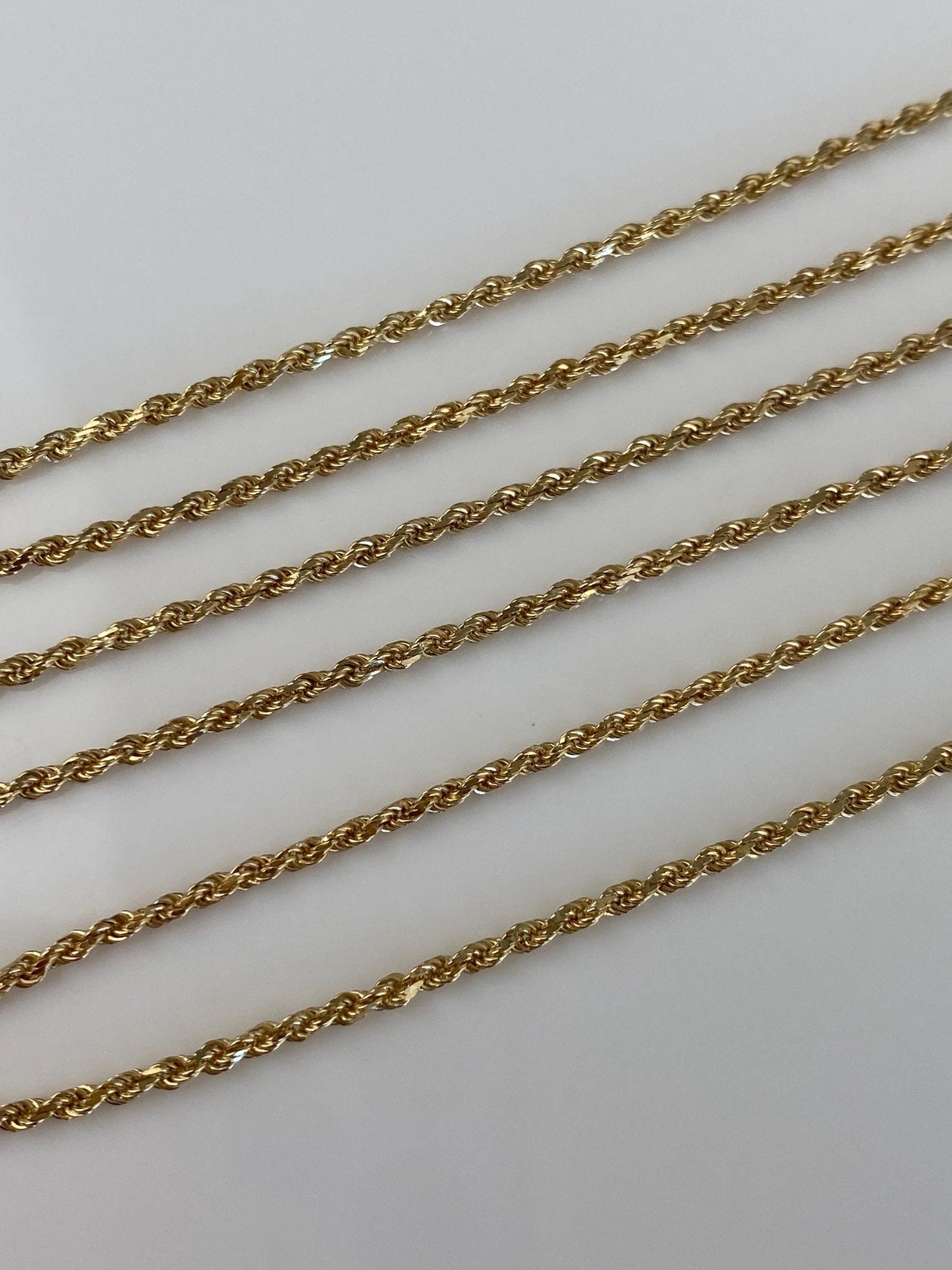 Vintage 14k Yellow Gold Slim Rope Chain Necklace - 24 inches