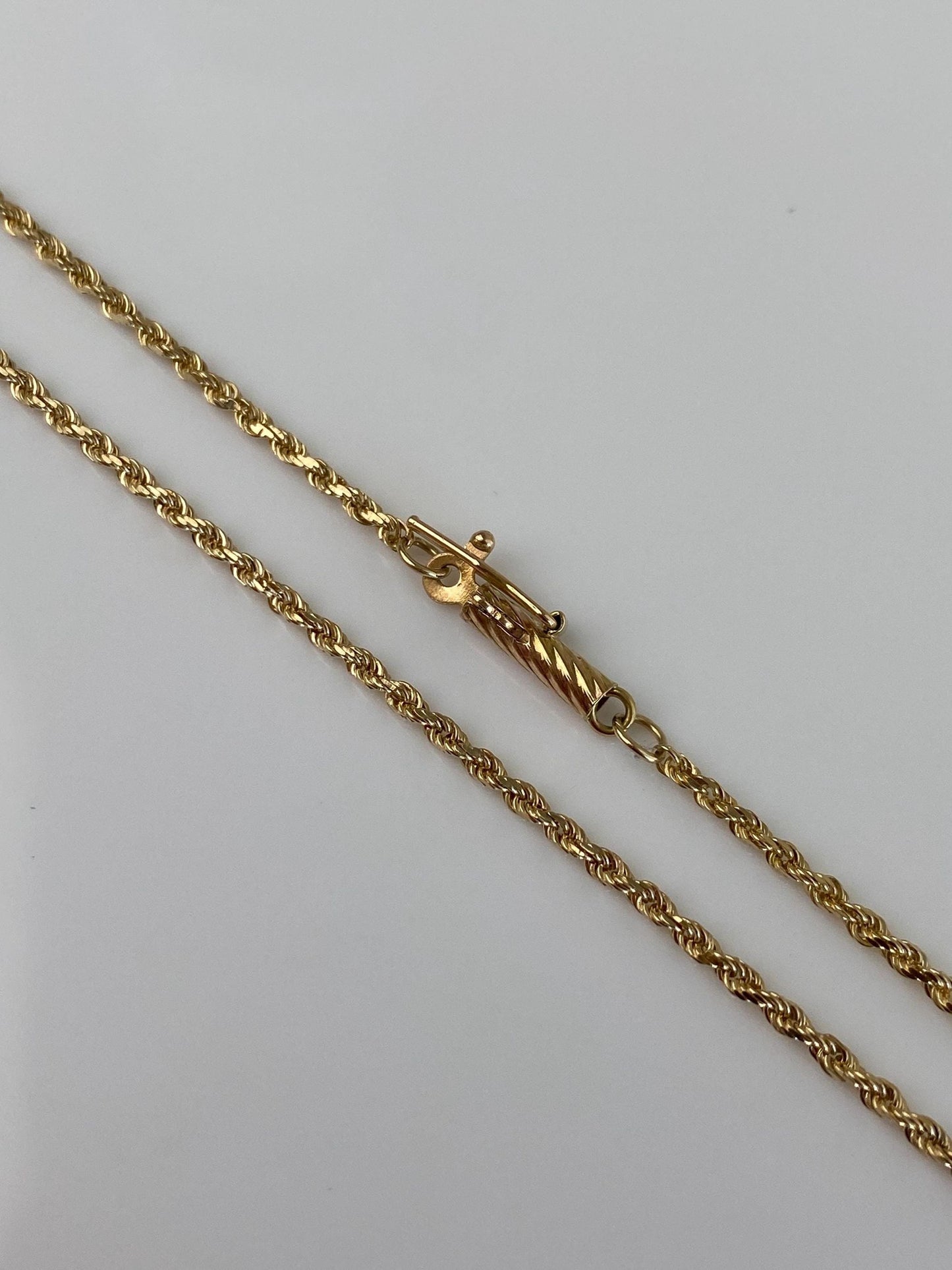 Vintage 14k Yellow Gold Slim Rope Chain Necklace - 24 inches