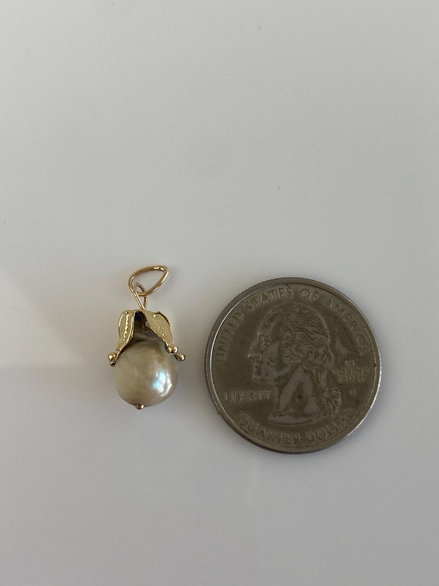 Vintage Solid 14k Yellow Gold Pearl Charm