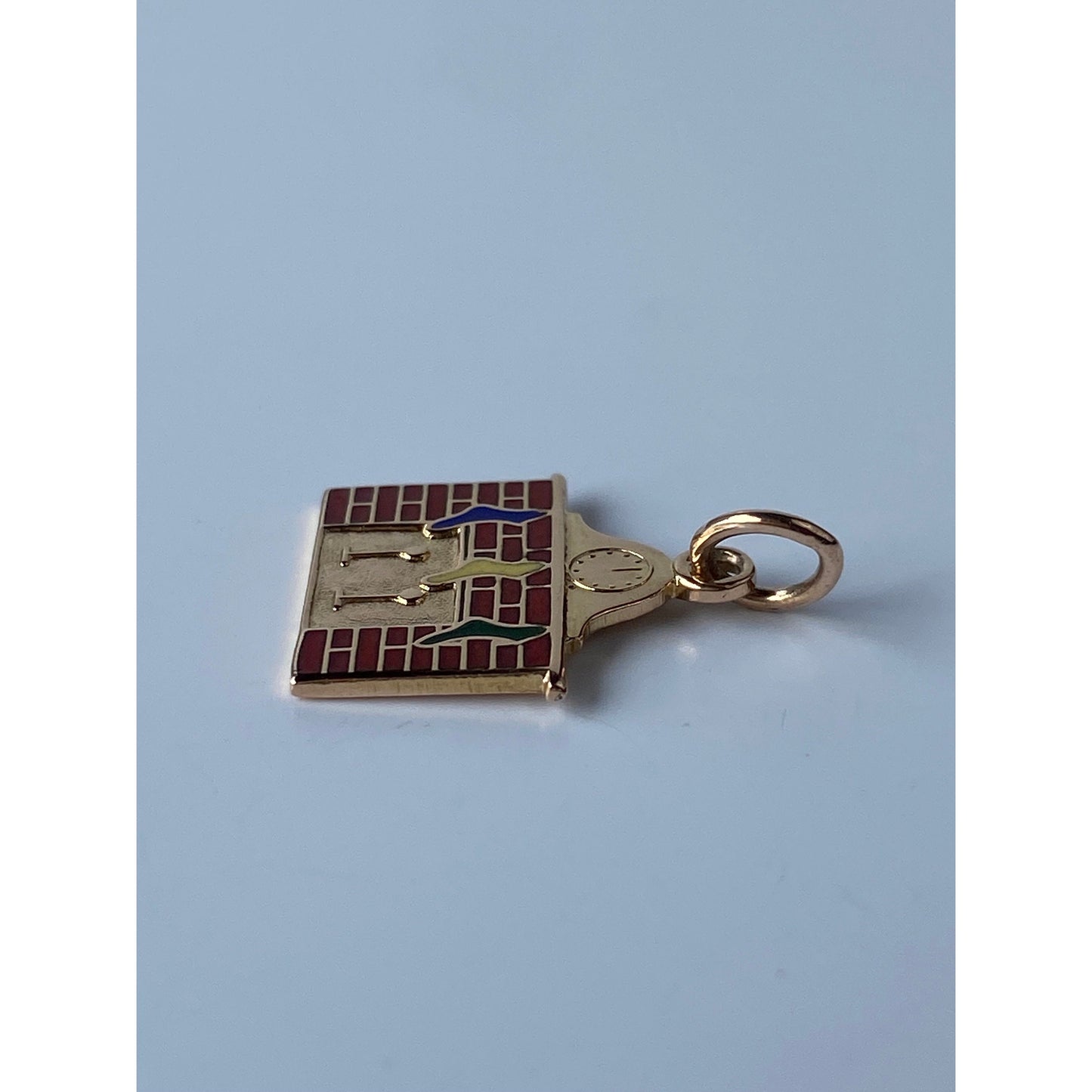 Vintage Solid 14k Yellow Gold Enamel Stockings Fireplace Christmas Charm