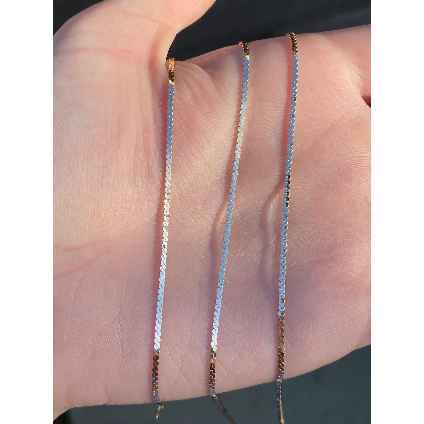 Vintage Solid 14k Yellow Gold Long Serpentine Chain Necklace - 29.5 inches