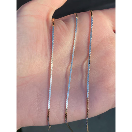 Vintage Solid 14k Yellow Gold Long Serpentine Chain Necklace - 29.5 inches