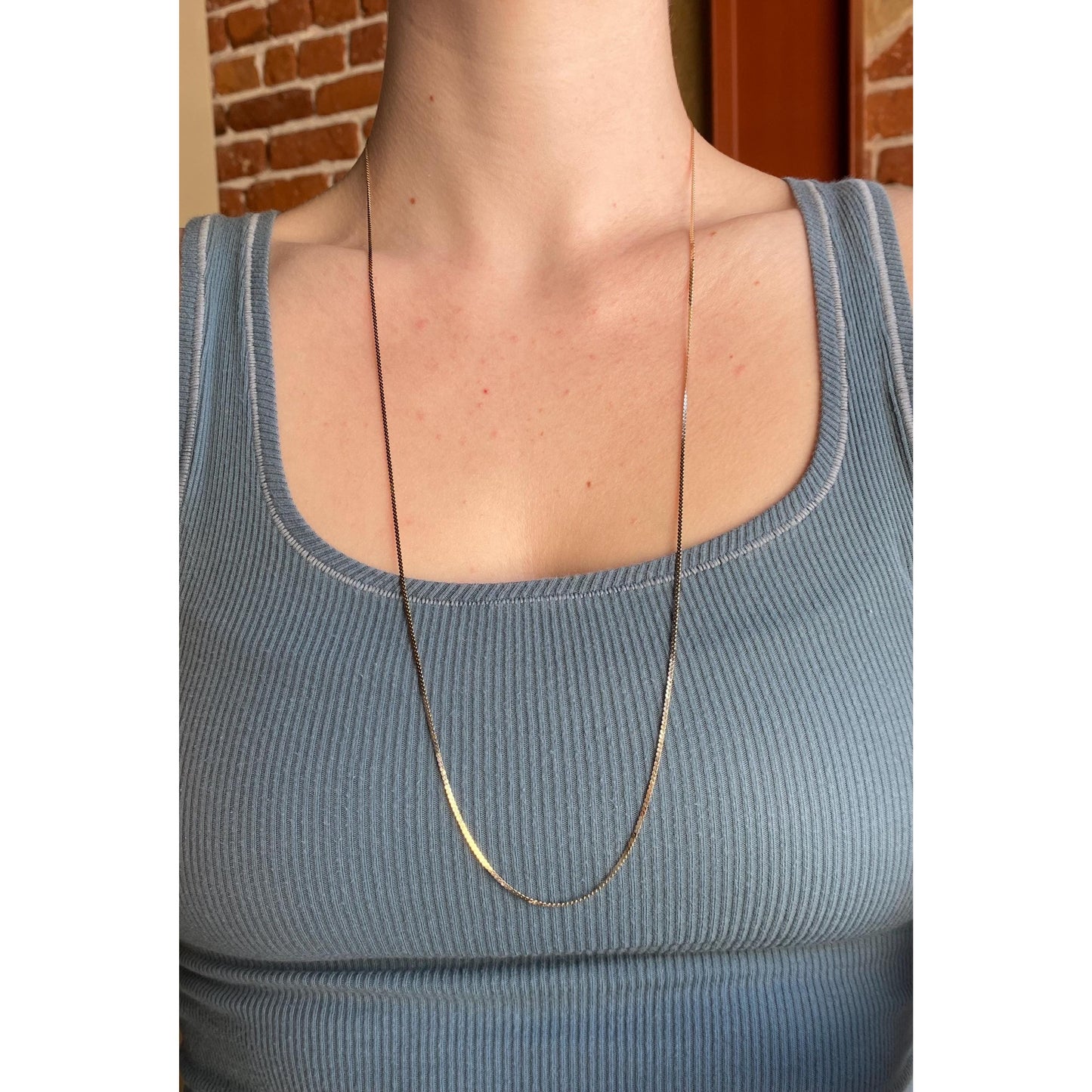 Vintage Solid 14k Yellow Gold Long Serpentine Chain Necklace - 29.5 inches