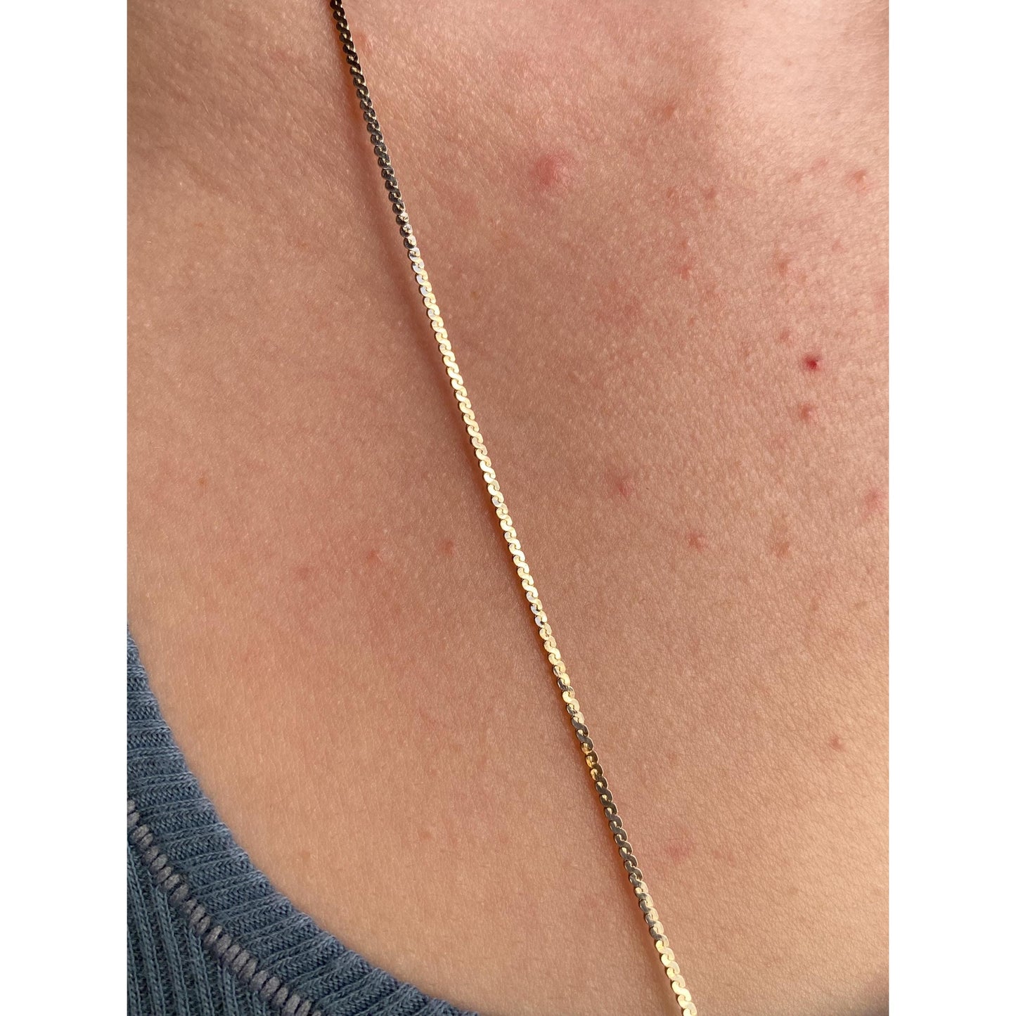 Vintage Solid 14k Yellow Gold Long Serpentine Chain Necklace - 29.5 inches