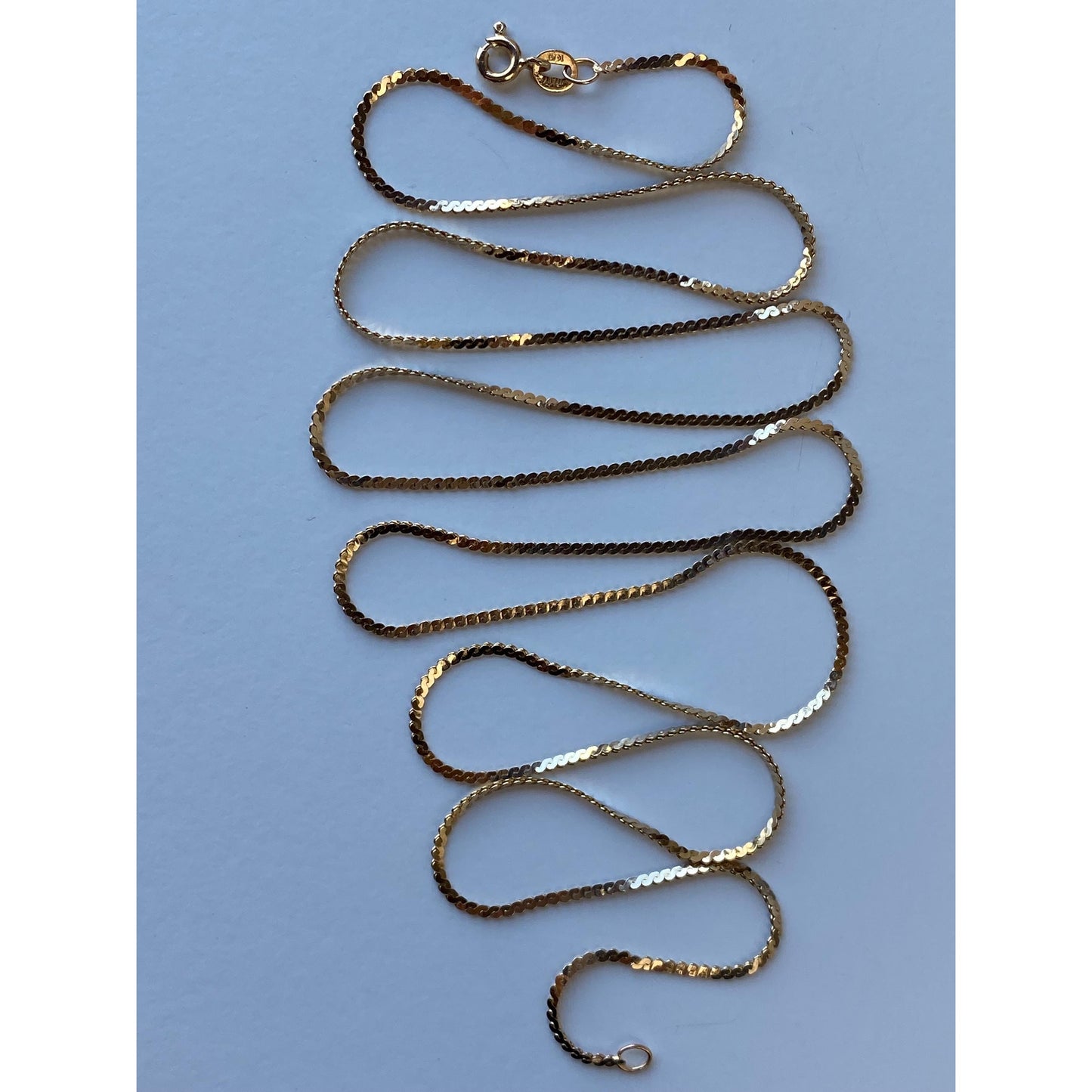 Vintage Solid 14k Yellow Gold Long Serpentine Chain Necklace - 29.5 inches