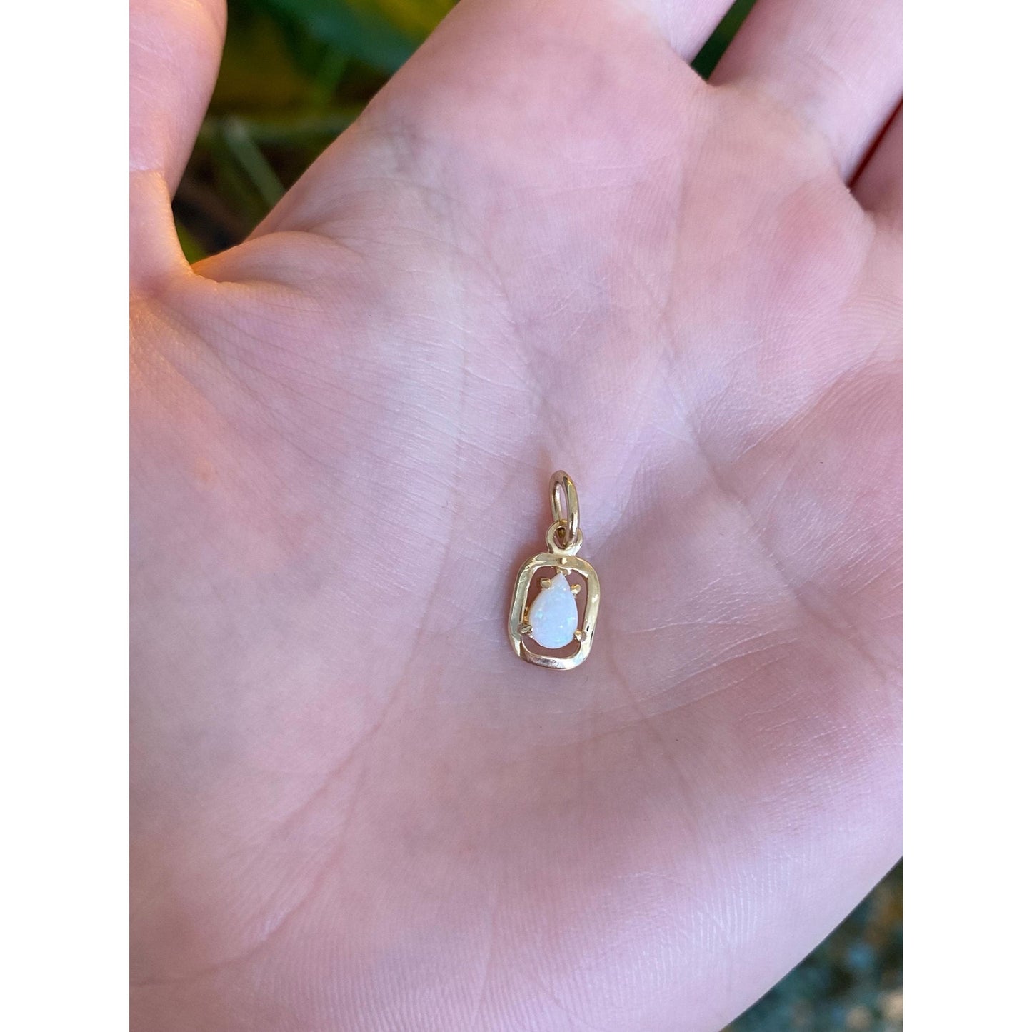 Vintage Solid 14k Yellow Gold Opal Teardrop Charm