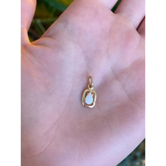 Vintage Solid 14k Yellow Gold Opal Teardrop Charm
