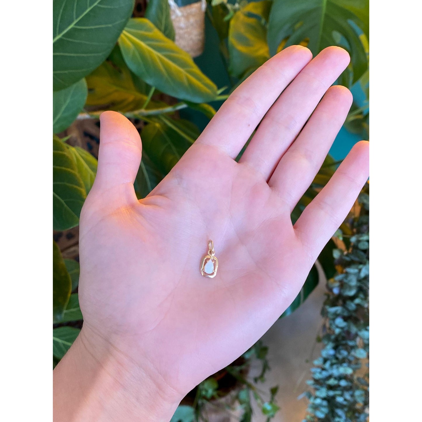 Vintage Solid 14k Yellow Gold Opal Teardrop Charm