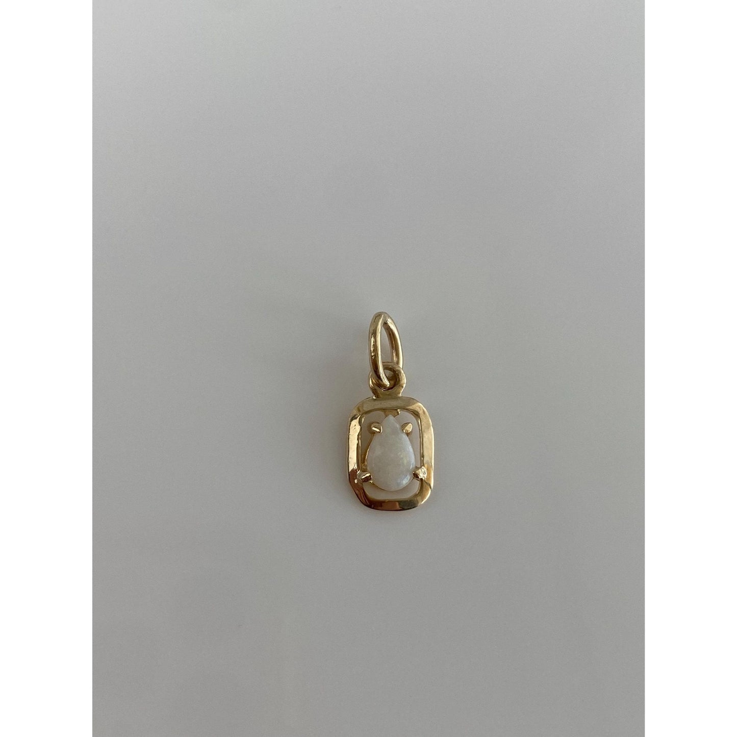 Vintage Solid 14k Yellow Gold Opal Teardrop Charm