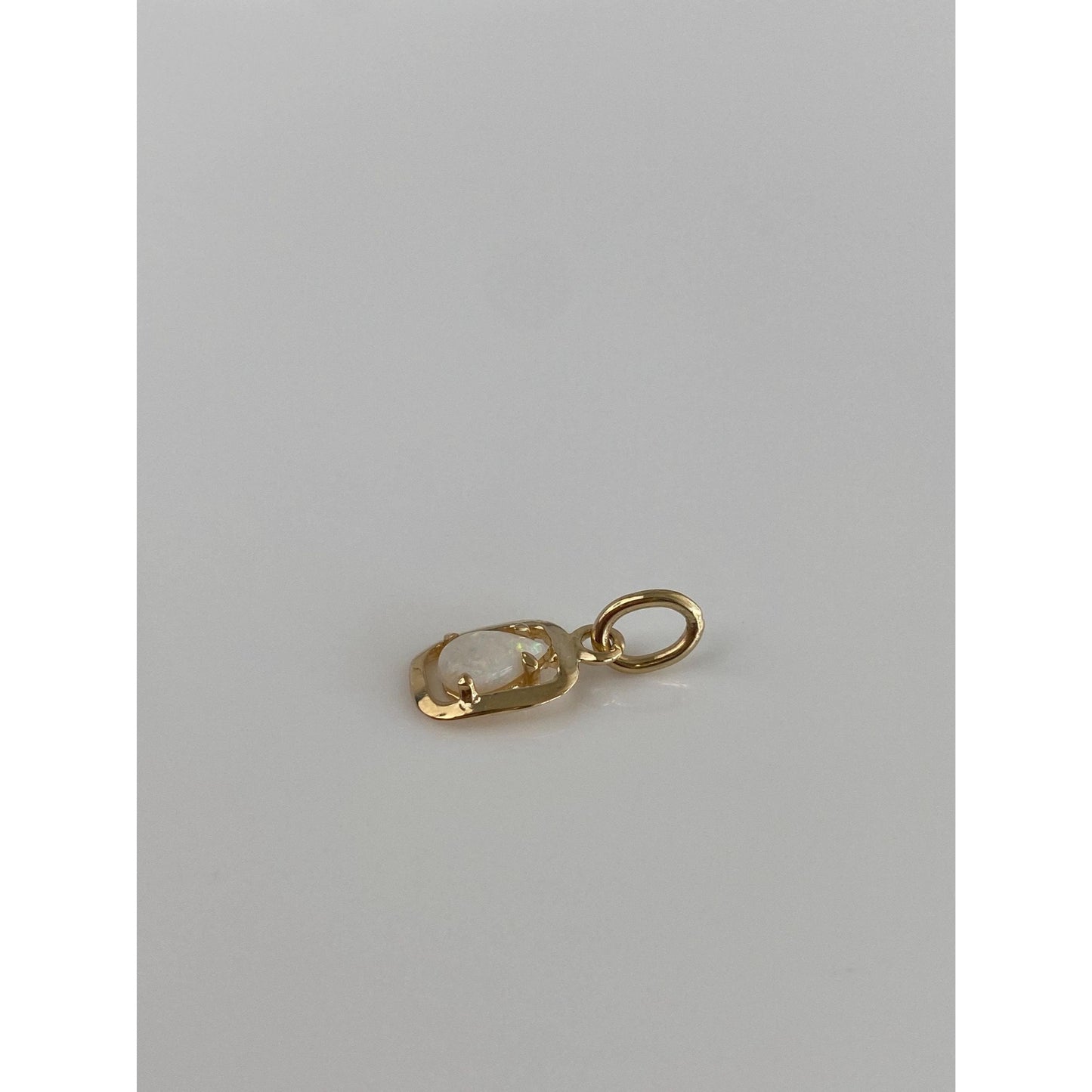 Vintage Solid 14k Yellow Gold Opal Teardrop Charm